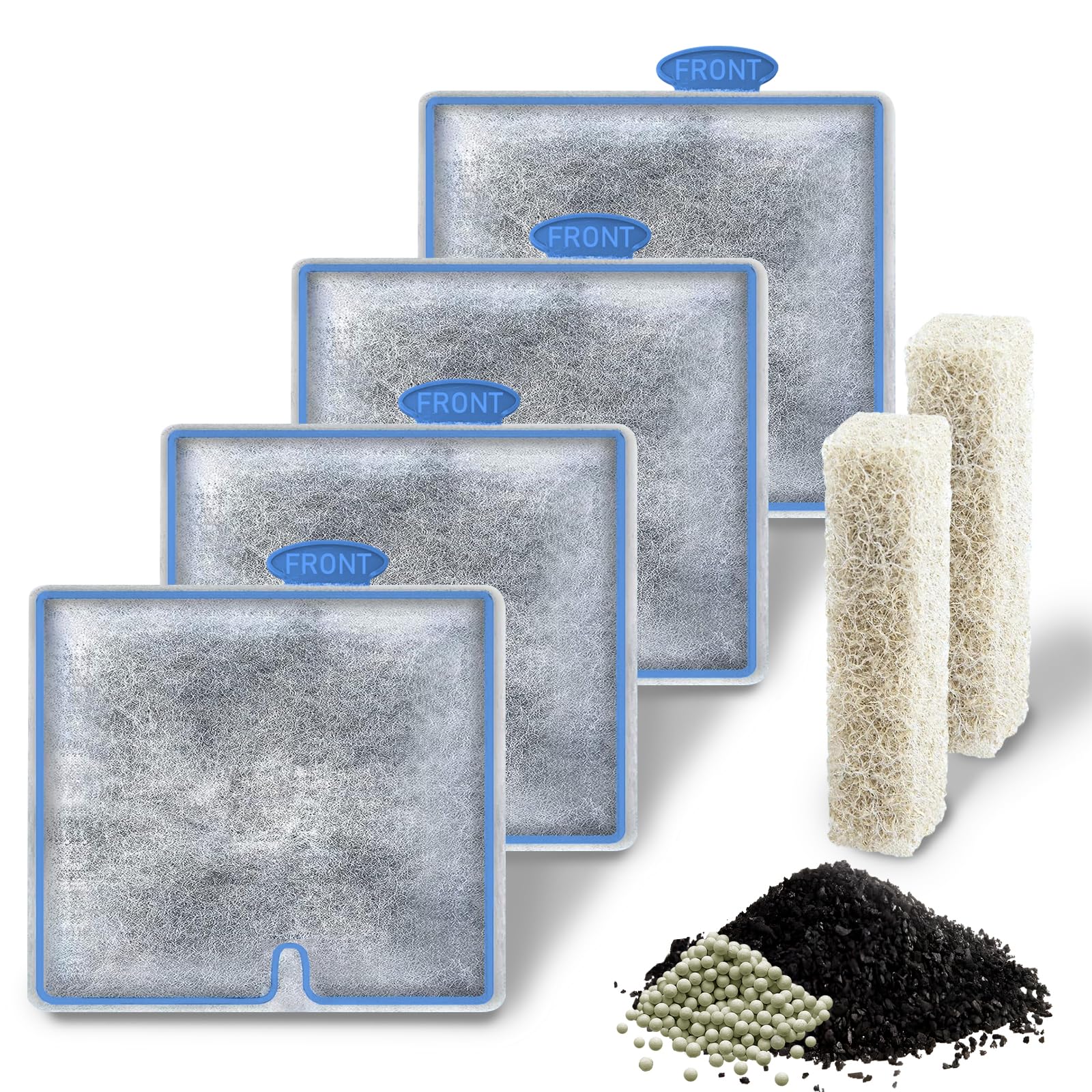 4 Pack Aqueon QuietFlow LED PRO Replacement Filter Cartridges & 2 Pack Ammonia Reducer Filter Pads - Compatible with Size 10/Power Filter 10/E Internal Power Filter 20 - Perfect for Aquarium Maintenance & Water Clarity