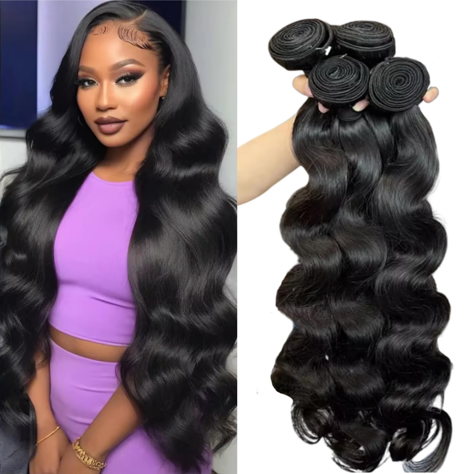 12 Pack 100% Unprocessed Brazilian Virgin Human Hair Bundles - 20 22 24 26 Inch Body Wave & Curly Hair Extensions for Black Women (Natural Color) | Perfect for Daily Styling, Special Occasions & Salon Use