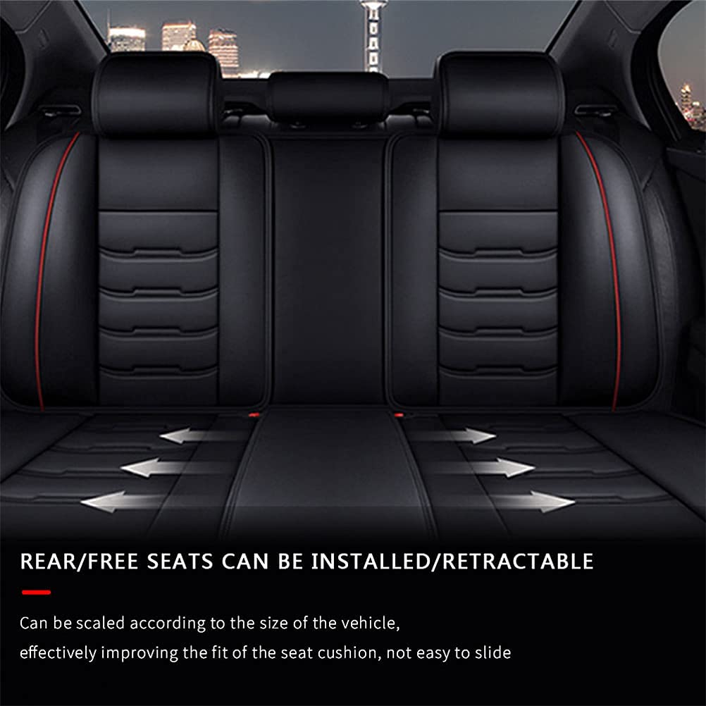 Luxury PU Leather Front & Rear Seat Covers for Corvette C7 C5 - Comfortable, Wear-Resistant Black & Red Car Seat Protectors | Perfect for Sports Cars, Daily Commuting & Road Trips