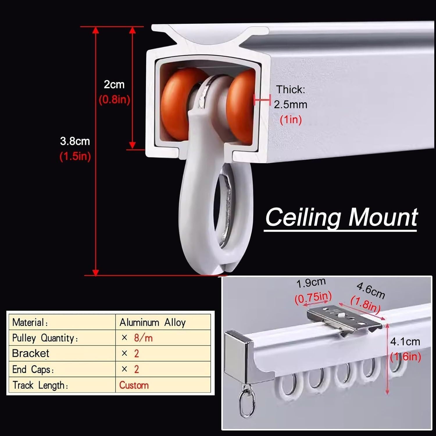 Heavy Duty Aluminum Curtain Track with Gliders & Hooks - 8m/26.2ft Ceiling Mount Wrap-around Silent Sliding Shower Rod for Room Divider, Bedroom, Living Room & Bathroom Curtains | Durable & Noise-Free Solution for Home & Office Spaces