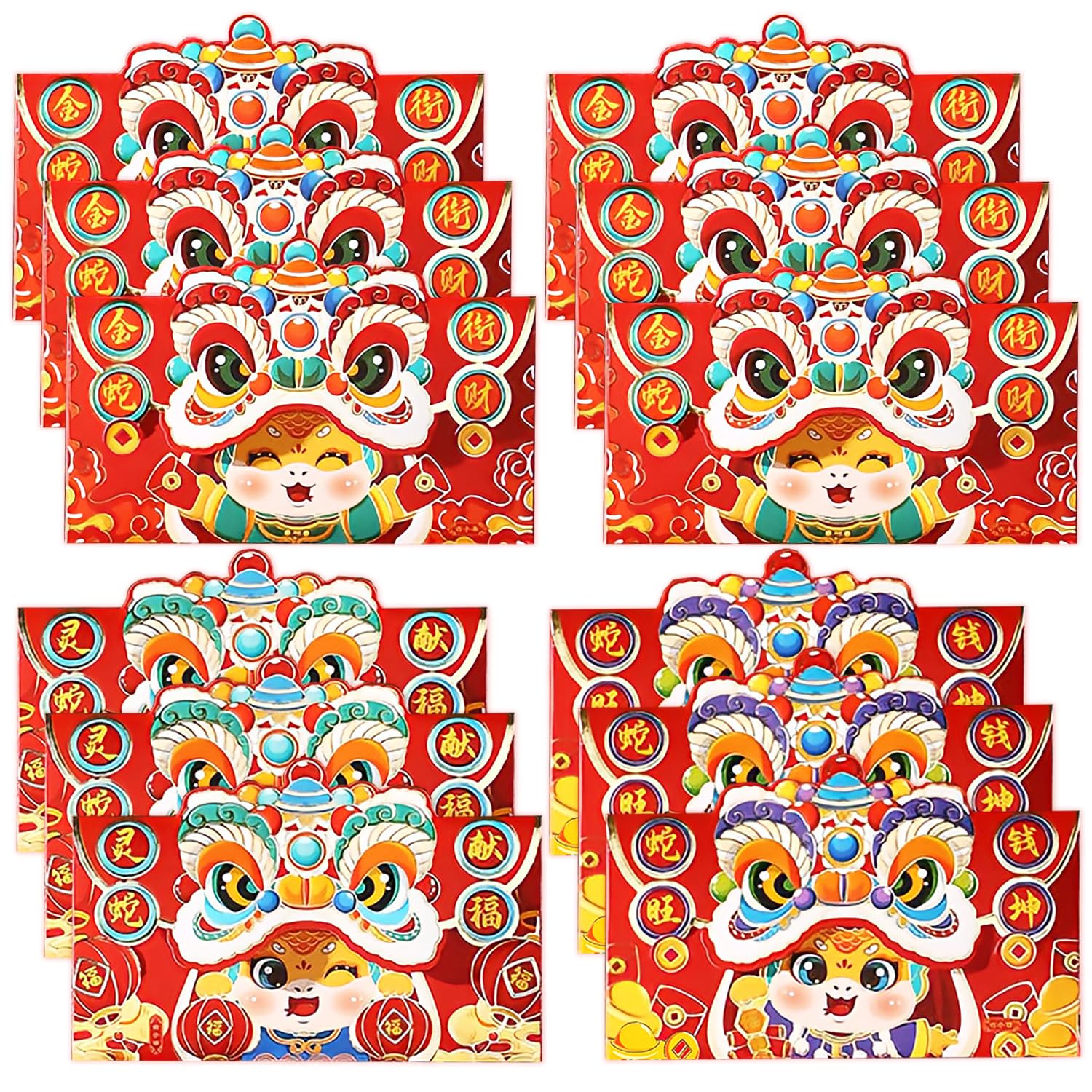 12 PCS 2025 Year of The Snake Chinese New Year Red Envelopes - Traditional Lucky Money Pockets for Lunar Spring Festival Gifts | Perfect for Blessings, Celebrations & Cultural Events