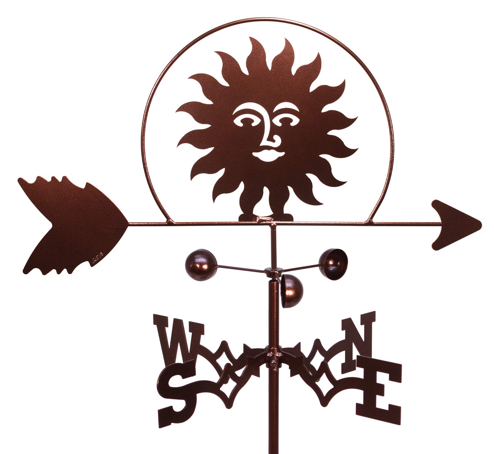 SWEN Products Southwest Sun Weathervane with Garden Stake - Rustic Outdoor Decor for Yard, Garden, or Patio - Perfect for Western & Farmhouse Style Homes