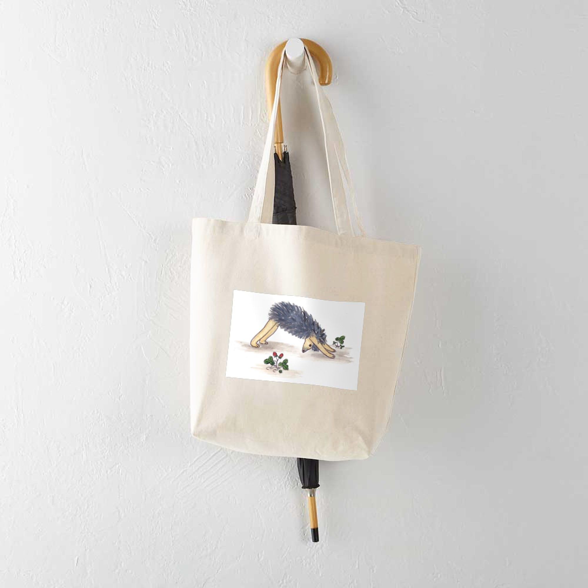 Downward Facing Yoga Hedgehog Canvas Tote Bag - Eco-Friendly Reusable Shopping Bag for Yoga, Gym, Groceries & Beach