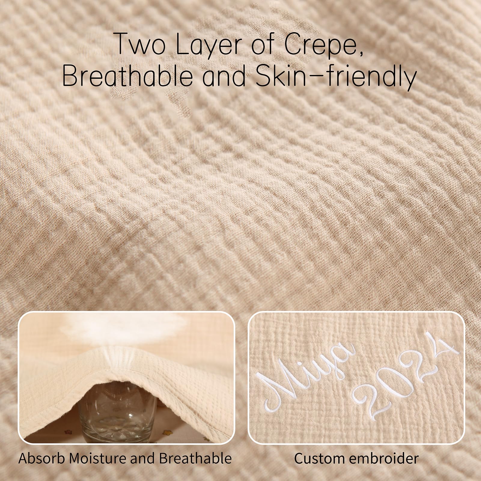 Personalized Baby Blanket - Soft Muslin Embroidered Crib Blanket for Newborns & Toddlers (40