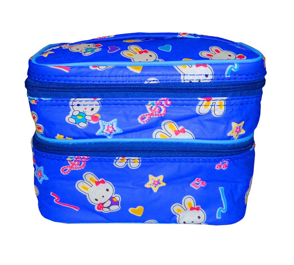 atorakushon® Women's Jewelry Pouch & Studs - Multifunctional Travel Organizer, Double Decker Cosmetic Storage Bag (Blue) - Perfect for Makeup Kits, Travel Accessories & Gift for Girls