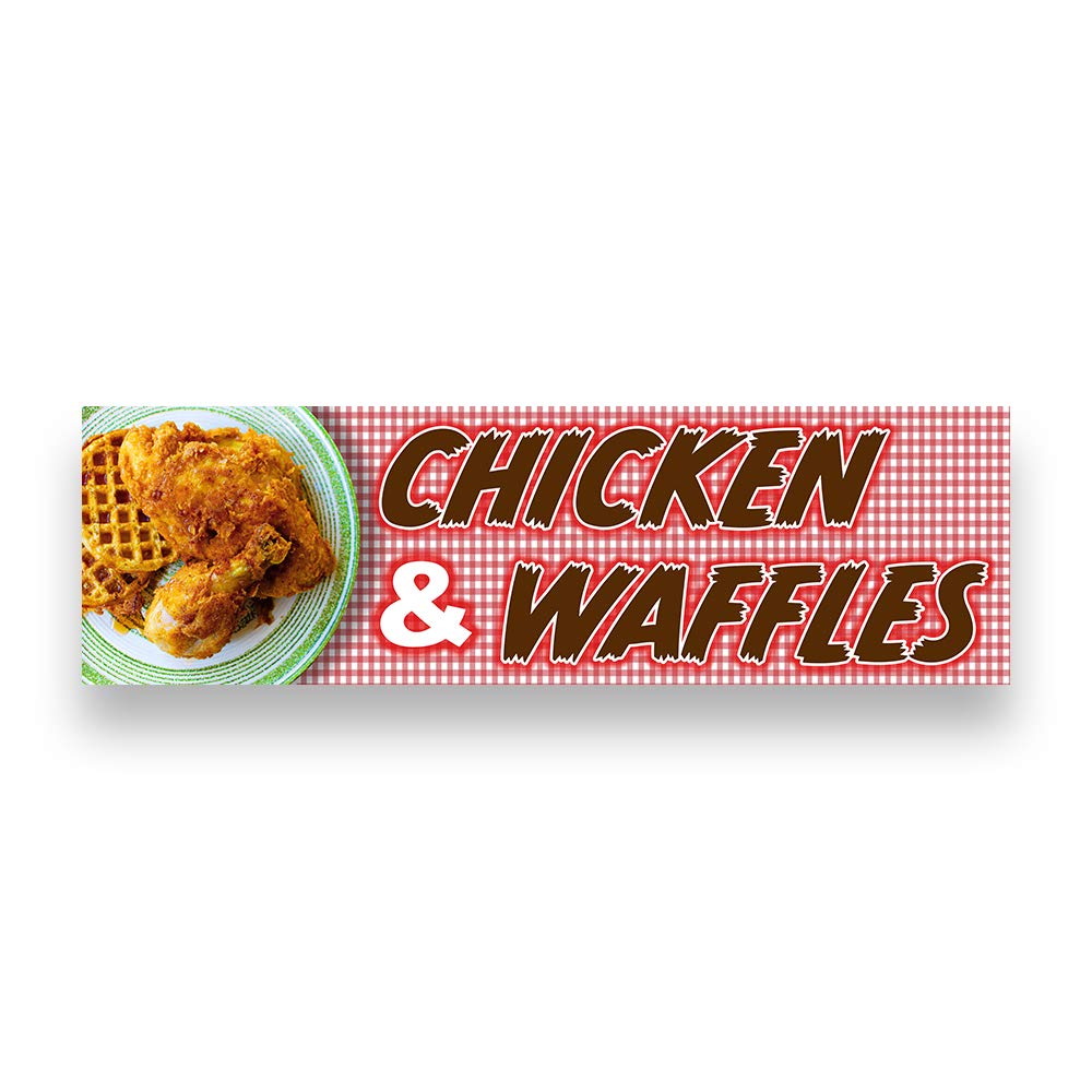 Chicken & Waffles Vinyl Banner 10ft x 3ft - Large Durable Outdoor/Indoor Sign for Restaurants, Events & Decor