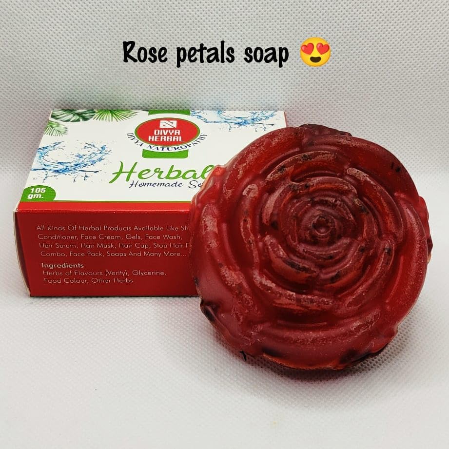 Divya Naturopathy Rose Petal Soap for Acne Treatment & Dark Circle Prevention | Moisturizing Bath Soap with Rose Essential Oil | Skin Nourishing & Spot Reduction | Pack of 10 | Perfect for Daily Skincare & Spa Relaxation