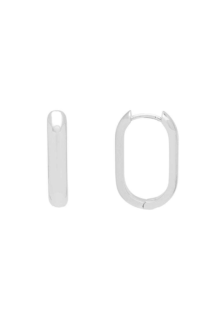 Sterling Silver Plated Oval Hoop Earrings for Women - Smooth & Shiny Fashion Jewelry Gift - Perfect for Everyday Wear, Parties & Special Occasions (Ebe5411S)