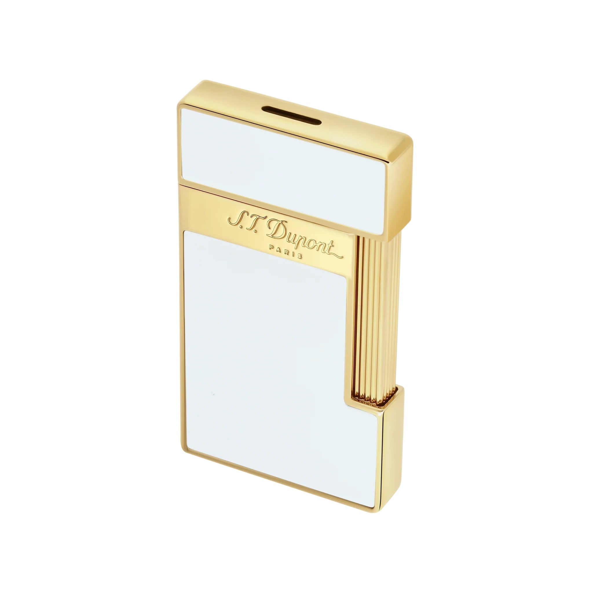S.T. Dupont Slimmy White Lacquer & Gold Plated Luxury Lighter - Premium Cigar & Cigarette Accessory for Gifts & Special Occasions
