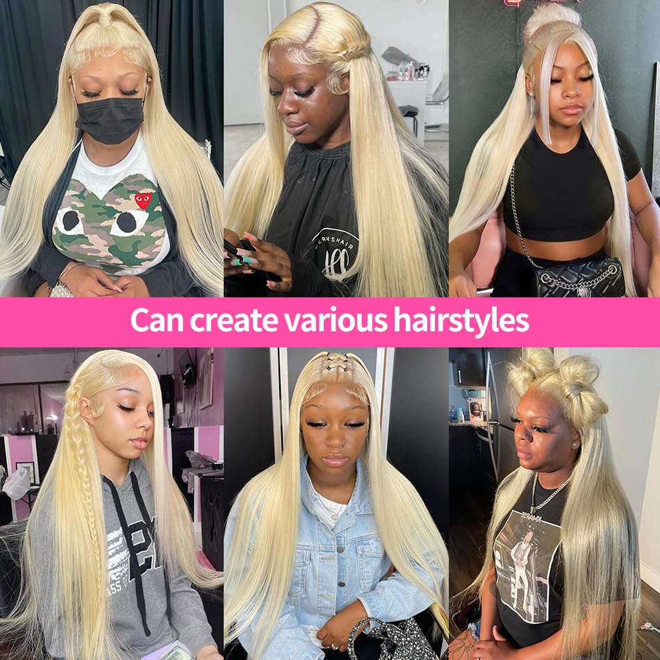 613 Blonde 13x6 HD Lace Front Wig - 30 Inch Straight Human Hair Wig with Pre-Plucked Baby Hair & 180% Density | Perfect for Cosplay, Daily Wear & Special Occasions