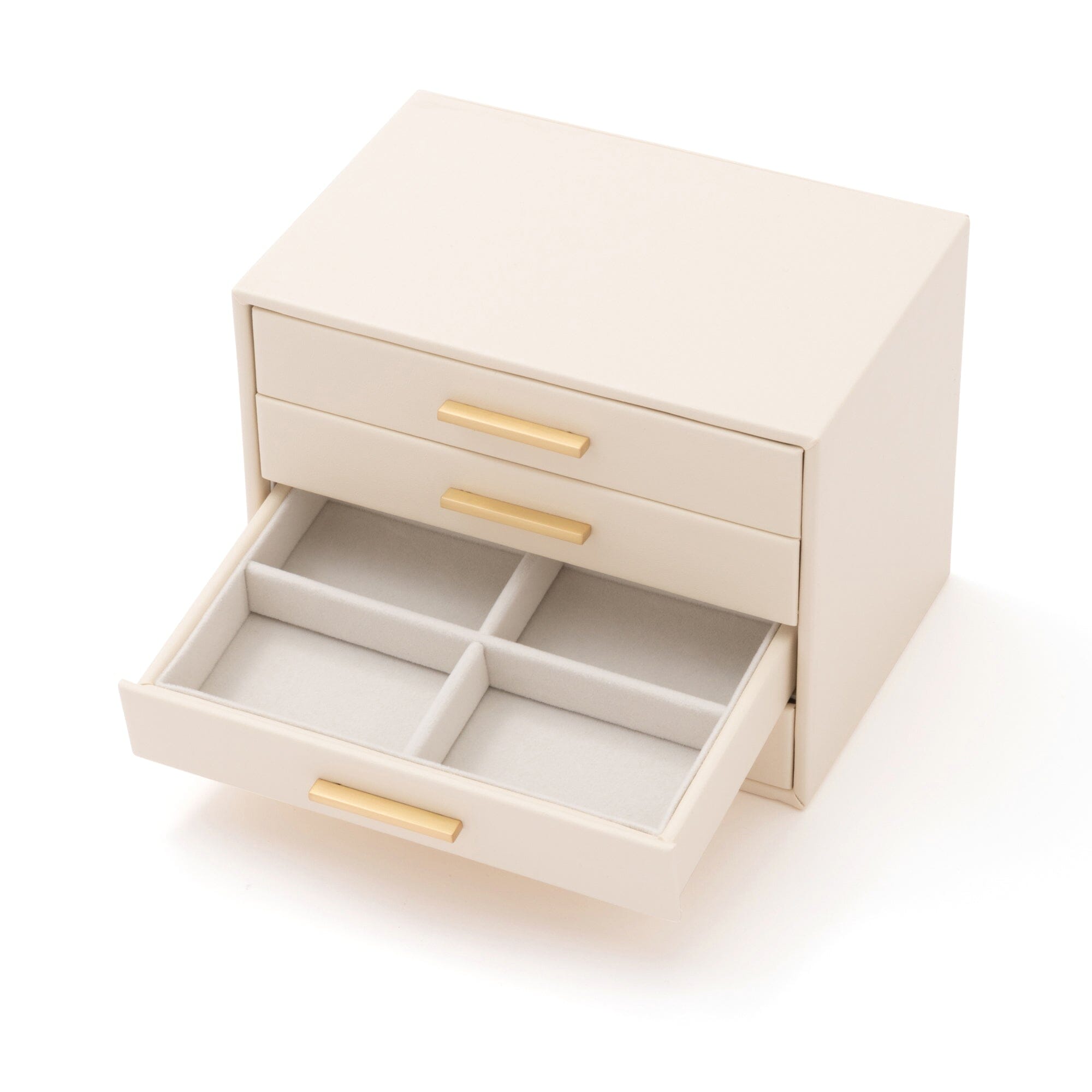 White 4-Section Drawer Jewelry Box - Perfect for Organizing Necklaces, Rings & Earrings on Dresser or Vanity