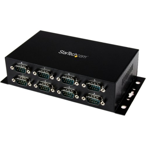 Startech.Com 8 Port USB to DB9 RS232 Serial Adapter Hub - Industrial DIN Rail & Wall Mountable - USB 2.0 to RS232 Converter for PLC, CNC, POS & Industrial Equipment - 1 Pack