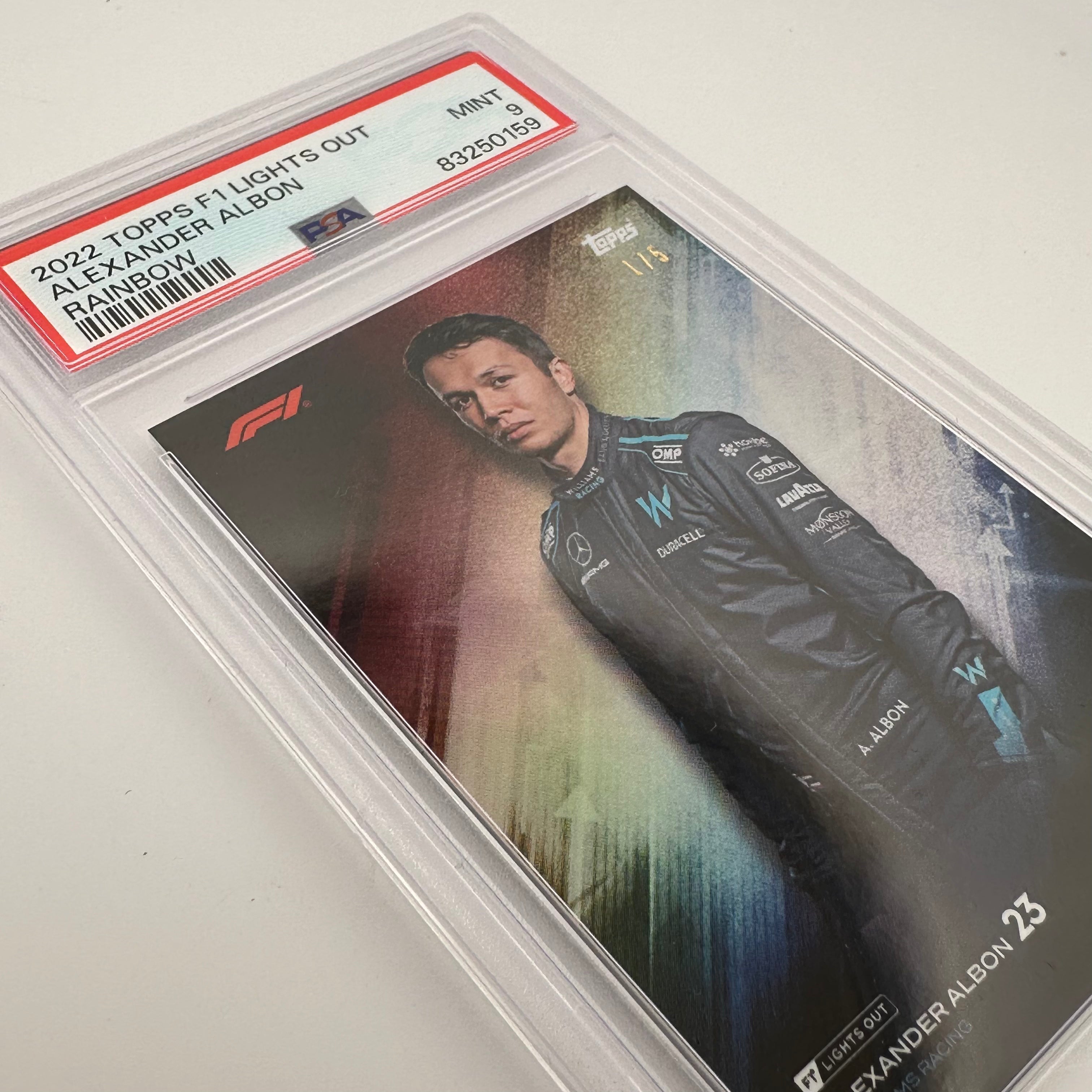 PSA 9 Alexander Albon 1/5 Rainbow Foil Trading Card - Perfect for F1 Collectors, Display & Investment