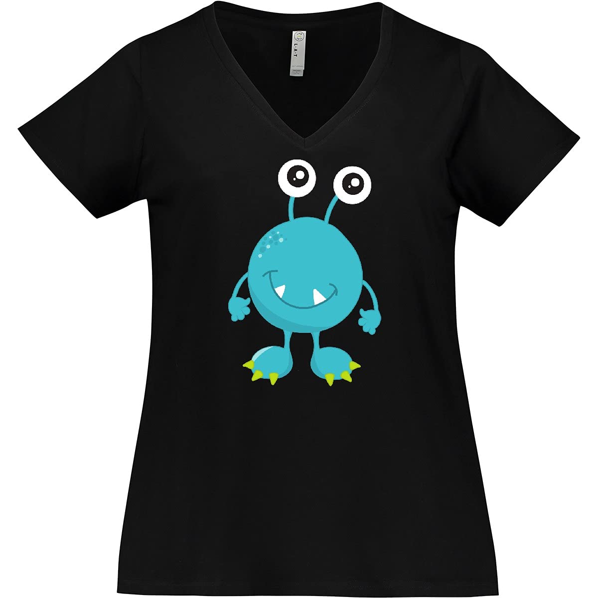 Inktastic Cute Monster Funny Graphic Tee - Women's Plus Size V-Neck T-Shirt - Soft Cotton Casual Top for Everyday Wear, Work, and Weekend Outings