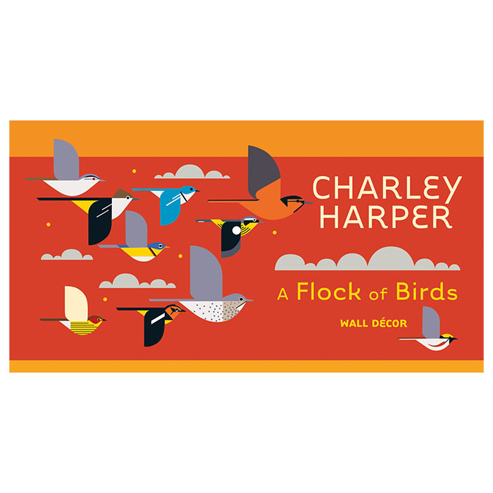 Charley Harper A Flock of Birds Wall Art - Vintage Bird Illustration Print for Home & Office Decor - Perfect for Living Room, Bedroom, Nursery & Classroom
