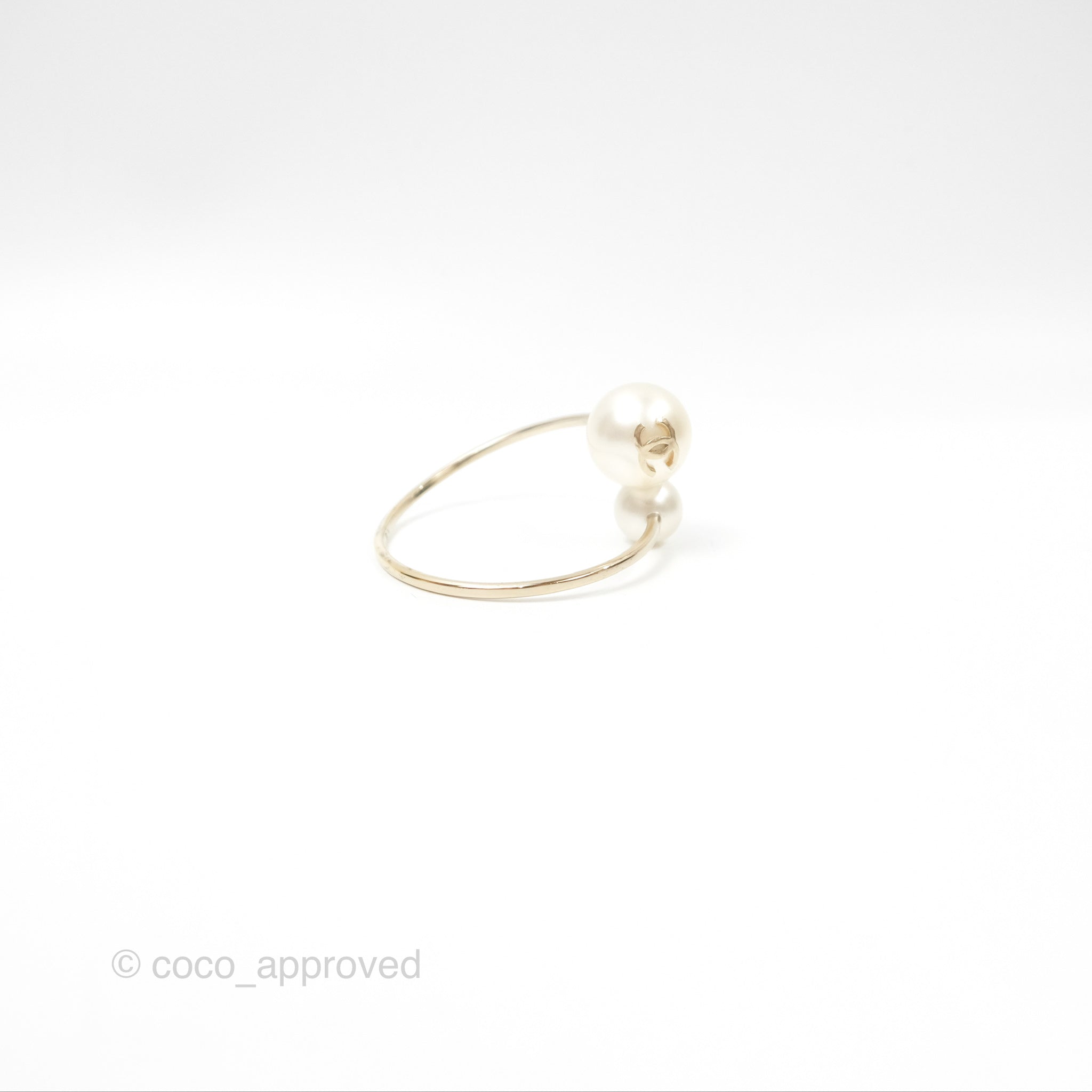 Chanel CC Pearl Bangle Gold Tone Bracelet for Women - Luxury Fashion Jewelry Gift for Anniversary, Birthday & Special Occasions