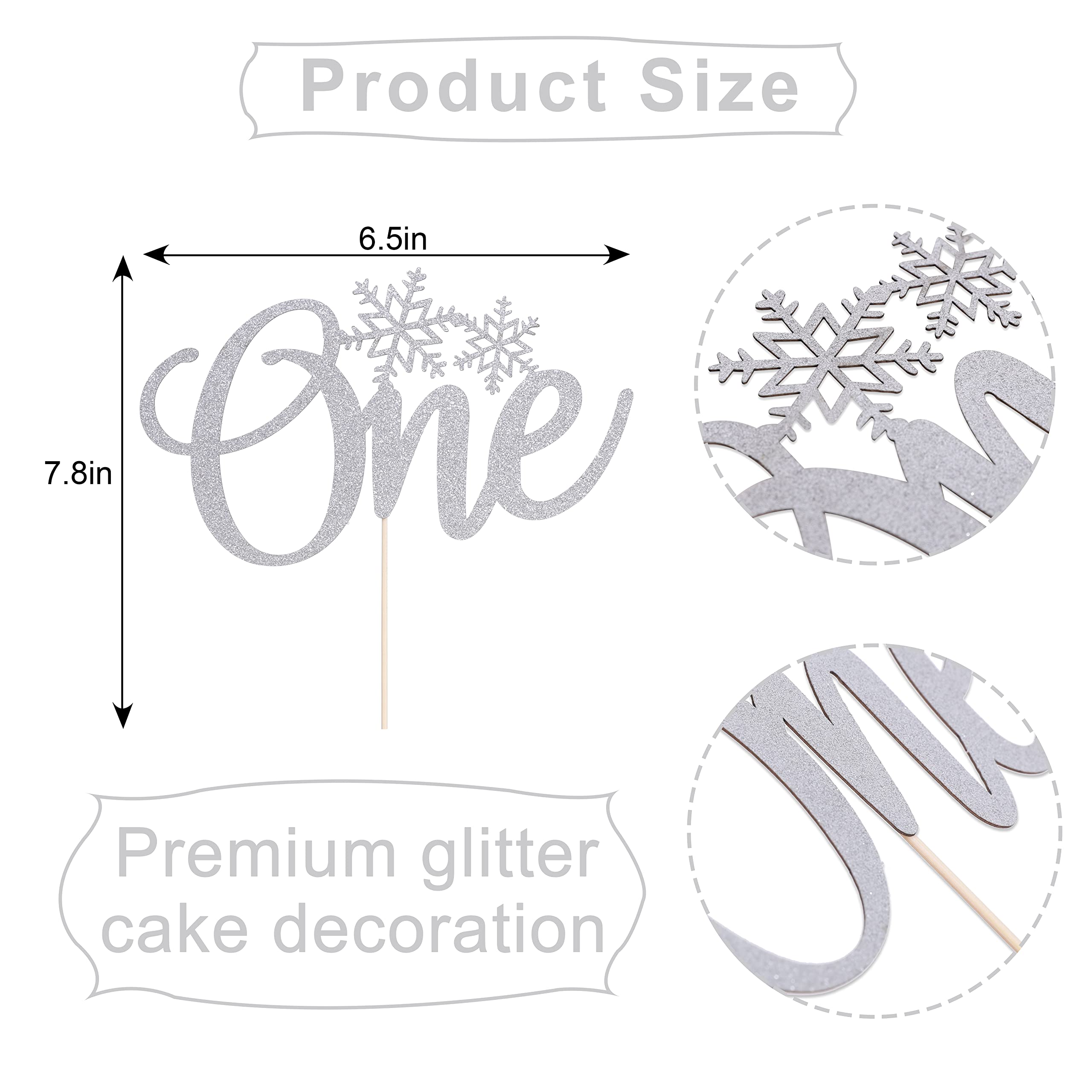 Snowflake Winter Onederland Cake Topper for Girls - 1st Birthday Party Decorations | Perfect for Winter Themed Birthday Cakes, Baby Showers & Dessert Table Displays