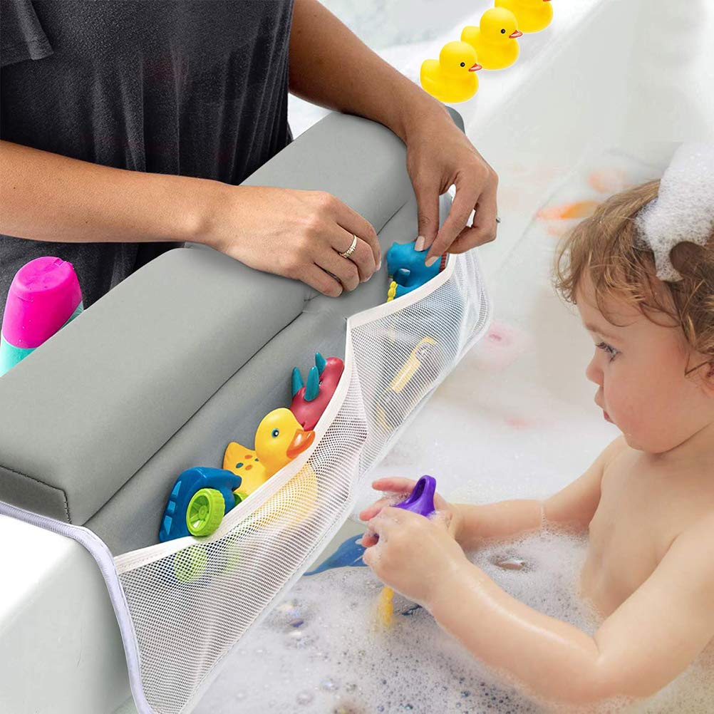 **Soft Baby Bath Kneeler & Elbow Rest Pad Set – Quick-Dry, Non-Slip Bath Support with Toy Organizer – Light Grey – Perfect for Newborn & Toddler Bathtime Safety**    *(Use Case: Ideal for parents to protect knees and elbows during baby bath time, keeps bath toys organized, and ensures a comfortable, slip-free bathing experience.)*