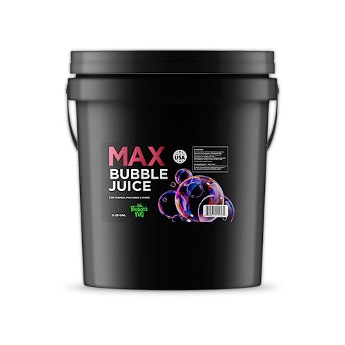 Froggys Fog MAX Bubble Juice Fluid - 5 Gallon Concentrate for Giant Bubbles (10X More Bubbles Than Standard Machines) - Perfect for Bubble Machines, Parties, and Outdoor Events