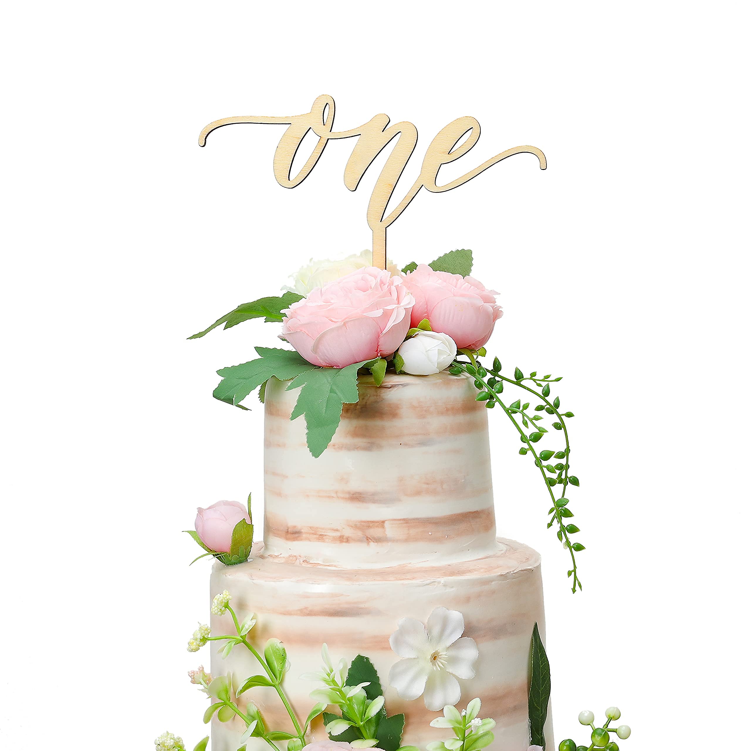 Rustic Wood Cake Topper for 1st Birthday - One Year Old First Birthday Cake Decorations - Smash Cake Topper - Wooden Birthday Party Decor - Perfect for Baby's First Birthday, Gender Neutral Party Decor