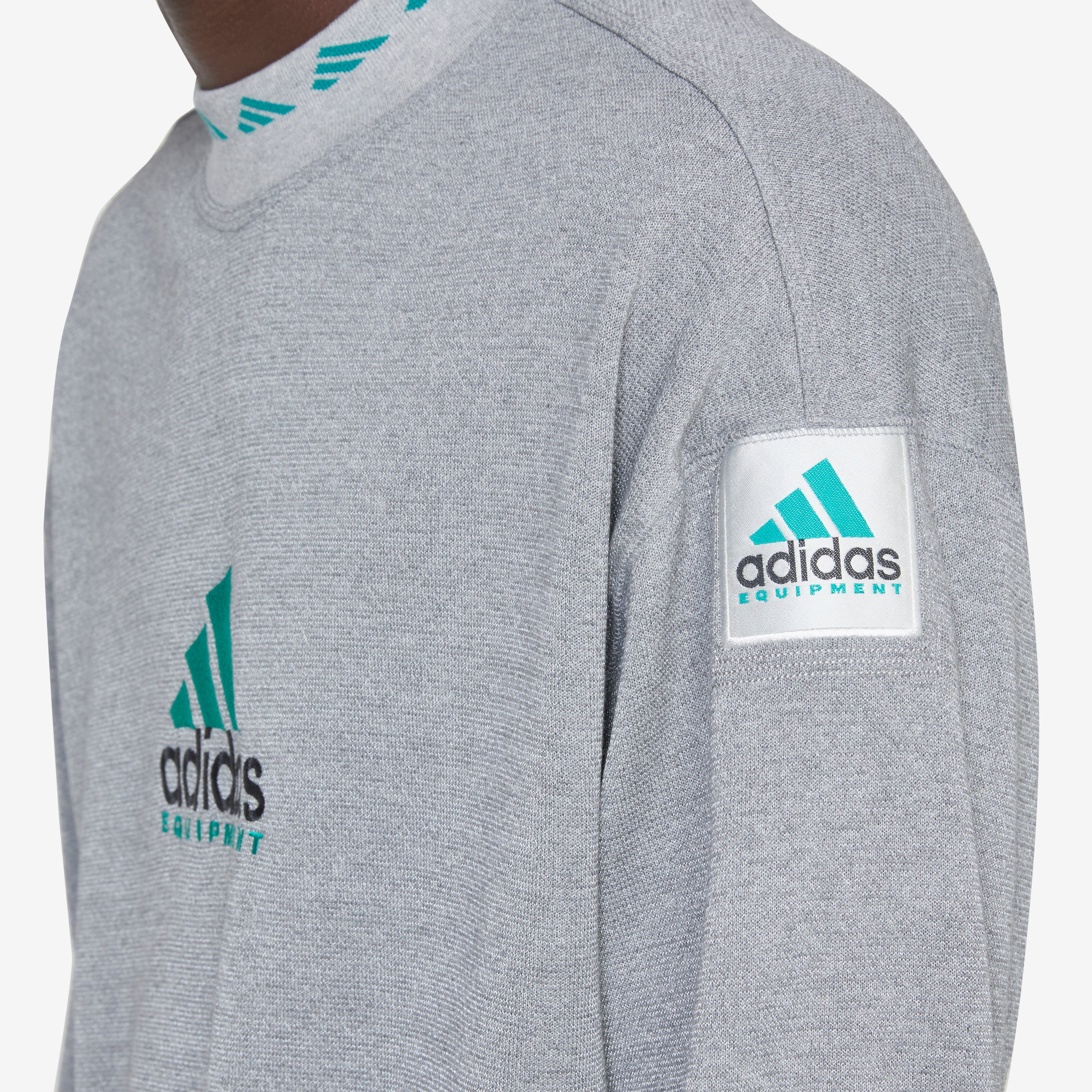 EQT Reflective Crewneck Sweatshirt - Medium Grey Heather | Comfortable Unisex Pullover for Running, Gym & Streetwear Fashion