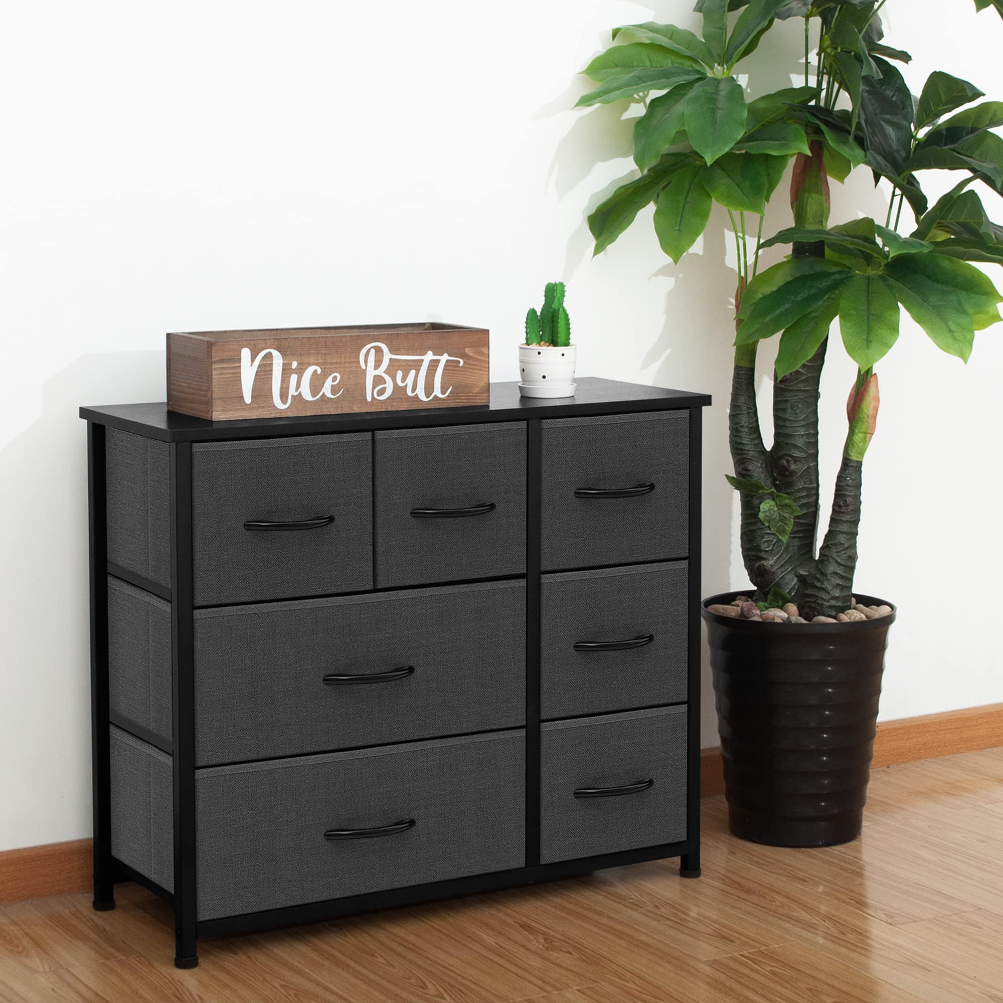 AZL1 Life Concept Dresser Storage Organizer - Large Standing Unit with 7 Removable Fabric Drawers for Bedroom, Office, Entryway, Living Room & Closet - Dark Grey - Perfect for Home Organization & Space Saving Solutions