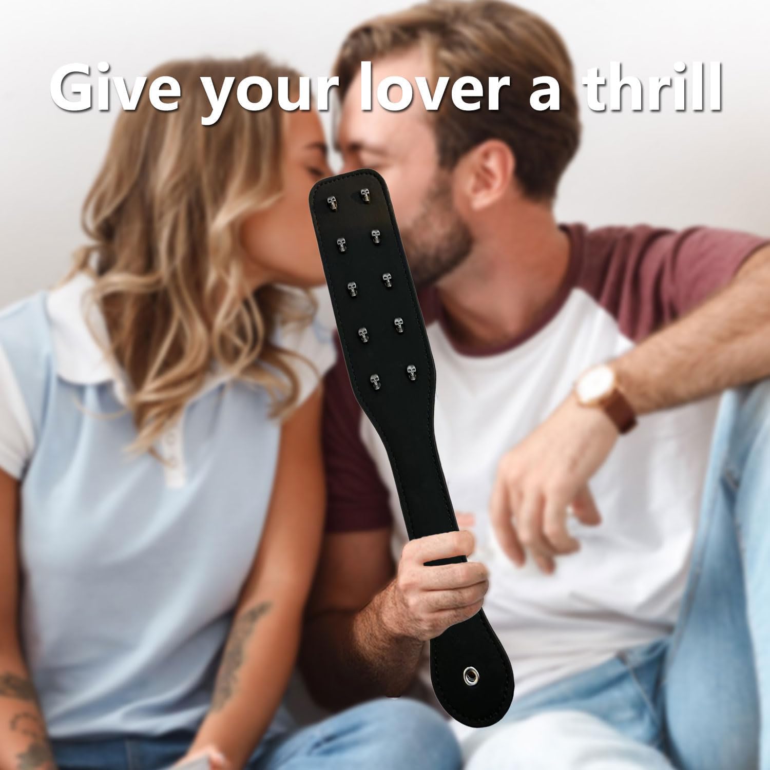 Premium Leather Skull Spanking Paddle - BDSM Toy for Adults, Couples & LGBTQ+ - Lightweight & Durable SM Bondage Flogger for Spanking Play - Perfect for Couples Play, BDSM Scenes & Gothic-Themed Adult Games