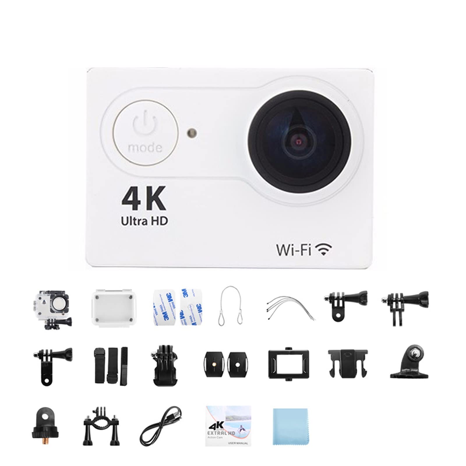 4K Ultra HD 30fps Waterproof Mini Action Camera with Remote Control - 32GB Card Included - Perfect for Motorcycle Helmets, Extreme Sports & Outdoor Adventures (White)