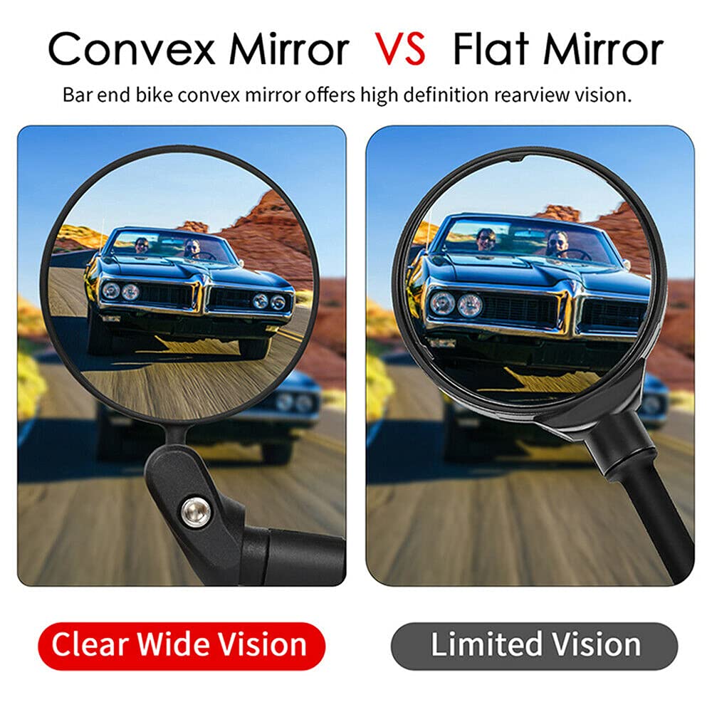 **KOUISYY 2Pcs Bike Mirror - HD Safety Rearview Mirrors for Mountain & Road Bicycles, Adjustable Bar End Cycling Mirrors for Enhanced Visibility - Perfect for Commuting, Touring & Off-Road Adventures**