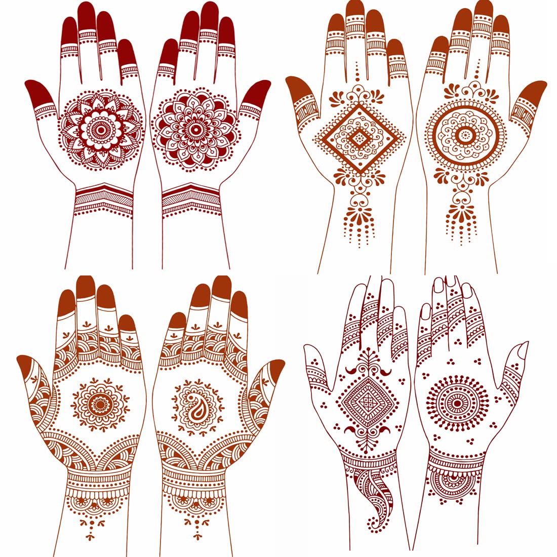 Geometric Henna Temporary Tattoo Kit - 4 Unique Designs for Body Art (FHMT15-18) | Perfect for Festivals, Parties & Creative Self-Expression
