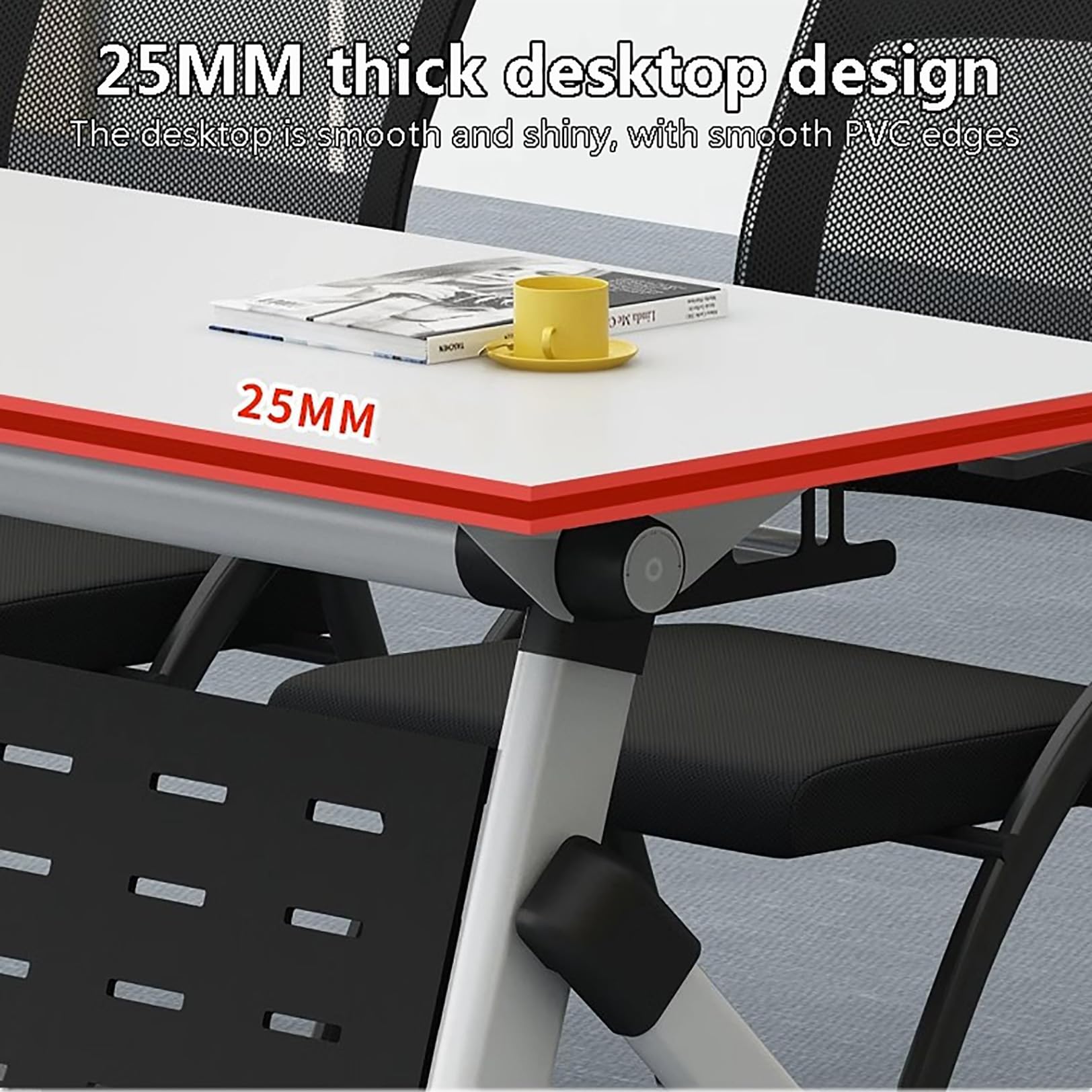 Foldable Conference Table with Wheels - Portable Meeting & Seminar Table for Office, Classroom, Training Room - Ideal for Business Meetings, Team Collaboration & Educational Events