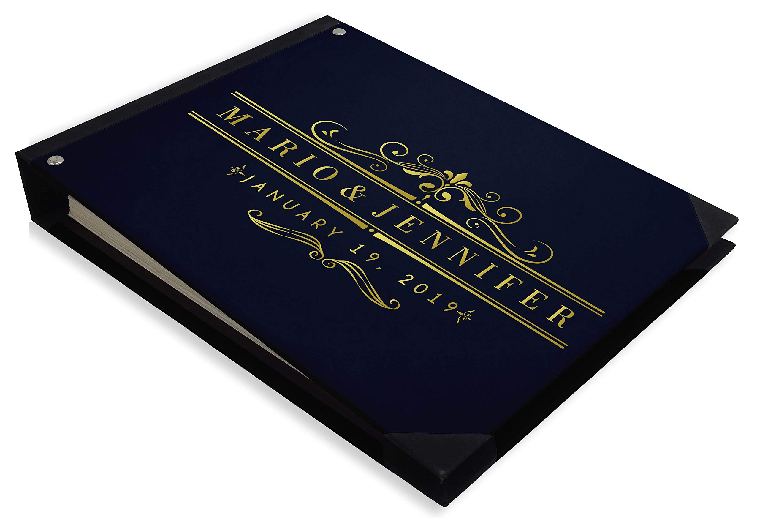 Elegant Blue Victorian Wedding Guest Book - Hardbound Guest Sign-in Registry, 9 x 12 Inches - Perfect for Bridal Showers, Anniversary Parties & Special Events