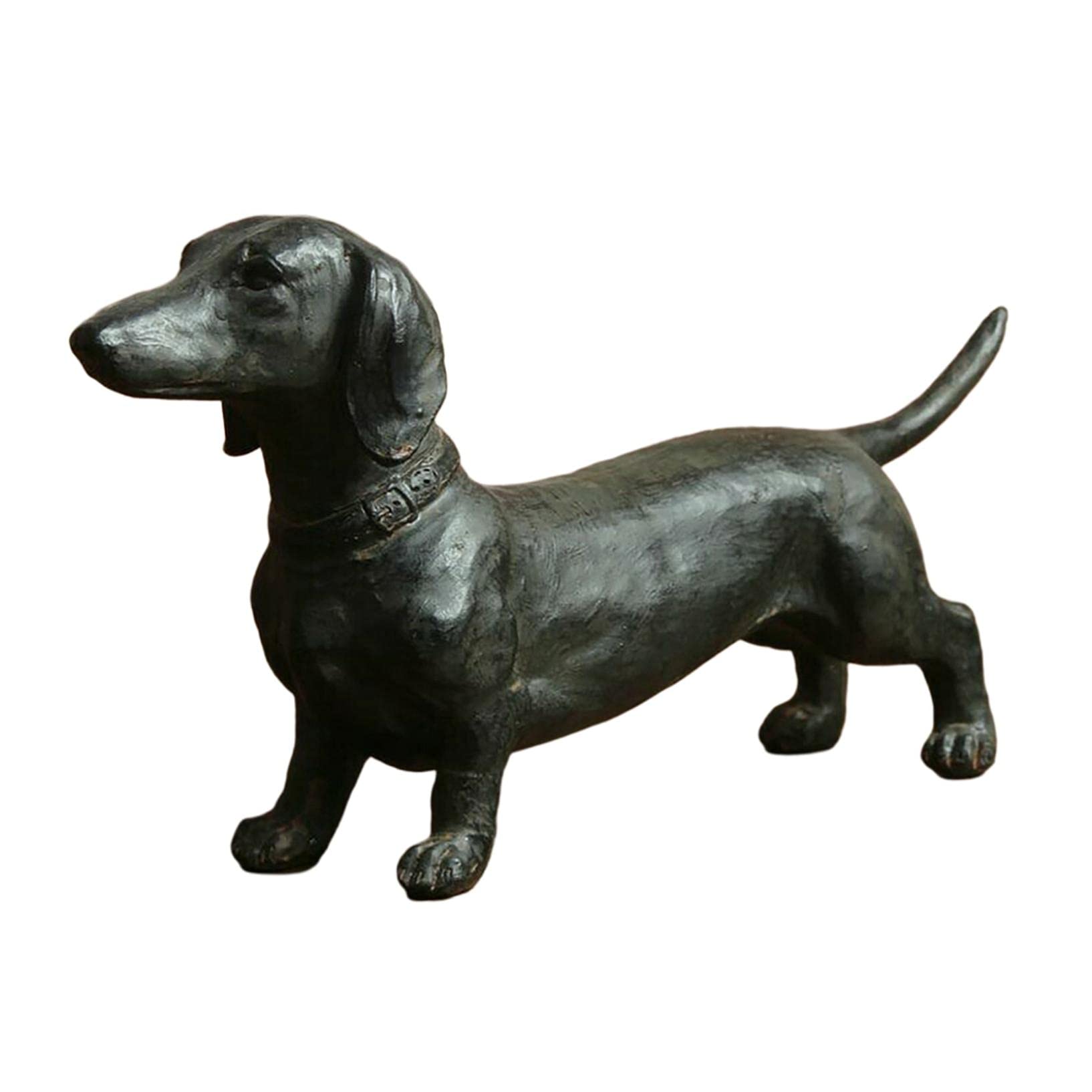 Black Resin Dachshund Statue - Outdoor Garden Decor, Memorial Dog Figurine for Lawn, Yard & Desktop - Durable Sculpture for Pet Lovers & Home Decoration (Perfect for Gardens, Patios & Memorial Displays)