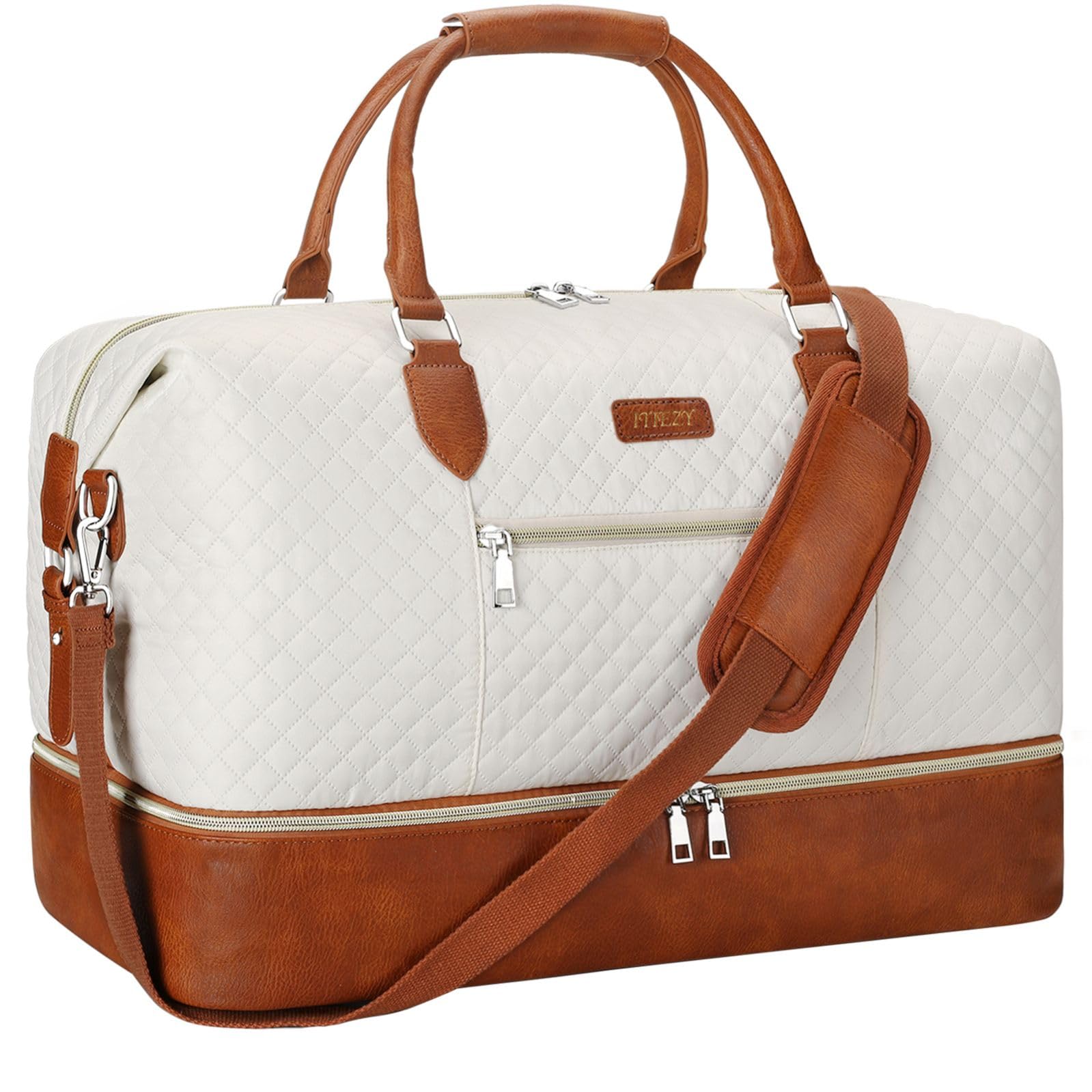 Stylish Women's Weekender Bag - Large Nylon Travel Duffel with Shoe Compartment | Perfect Carry-On Overnight Bag for Weekend Getaways, Gym & Business Trips