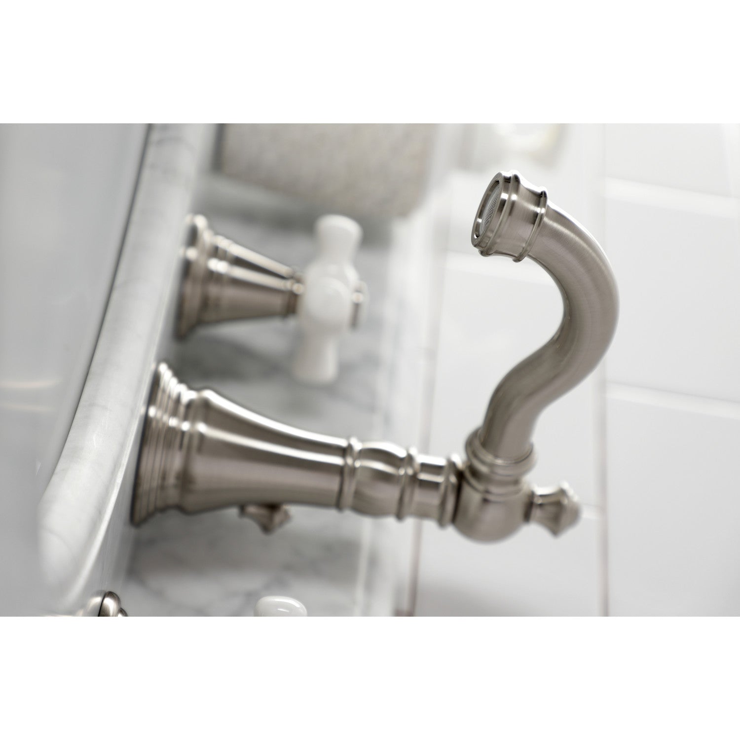 American Classic FSC1978APX Brushed Nickel Widespread Bathroom Faucet - 3 Hole Deck Mount with Pop Up Drain - Perfect for Modern Bathroom Renovations & Home Upgrades