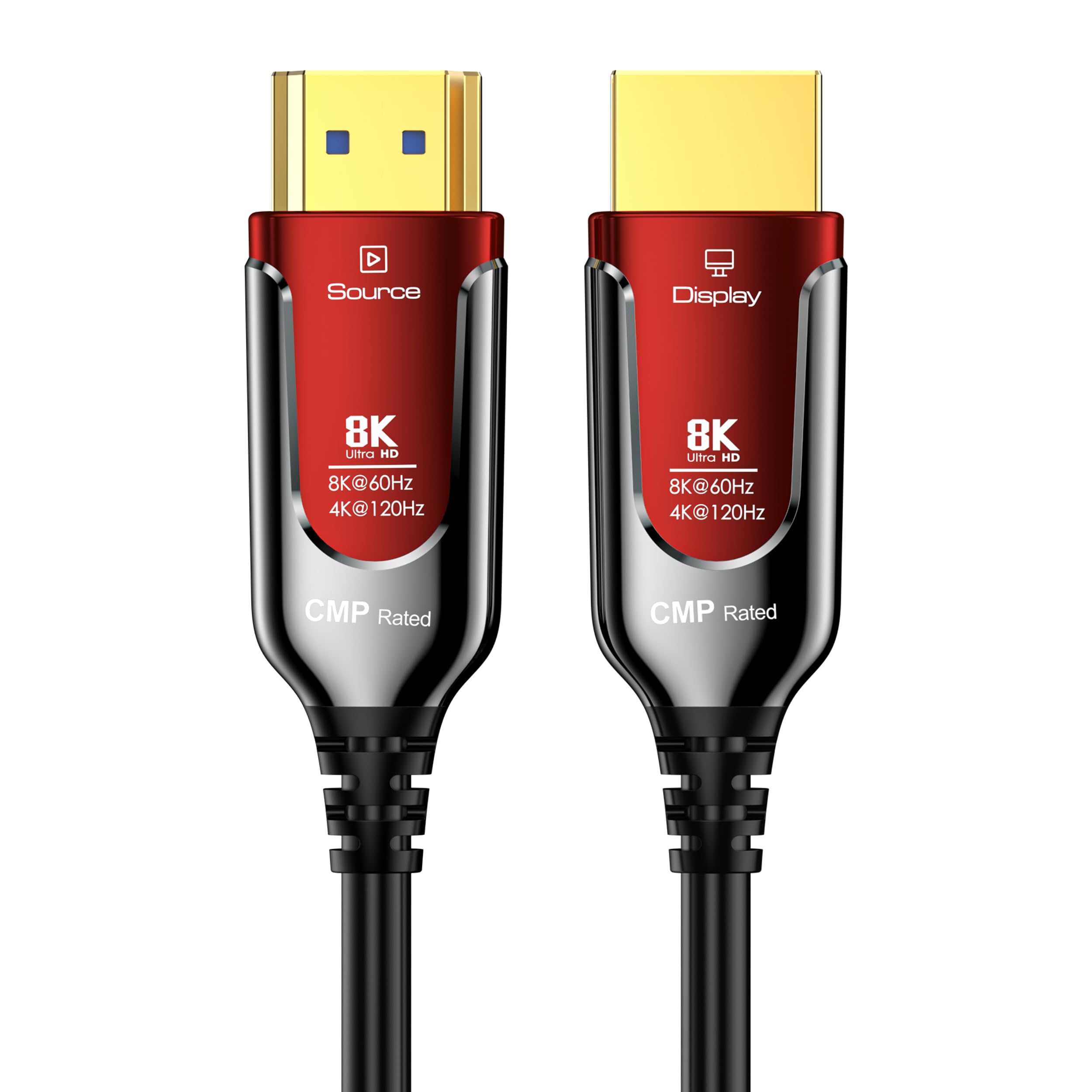 50Ft Plenum Rated HDMI Cable (CMP) - 8K 48Gbps Fiber Optic Ultra High Speed HDMI 2.1 Cord - In-Wall Plenum-Rated for Pipes - Male to Male - Perfect for Home Theater, Gaming & Professional AV Installations (50Ft/15M-CMP)