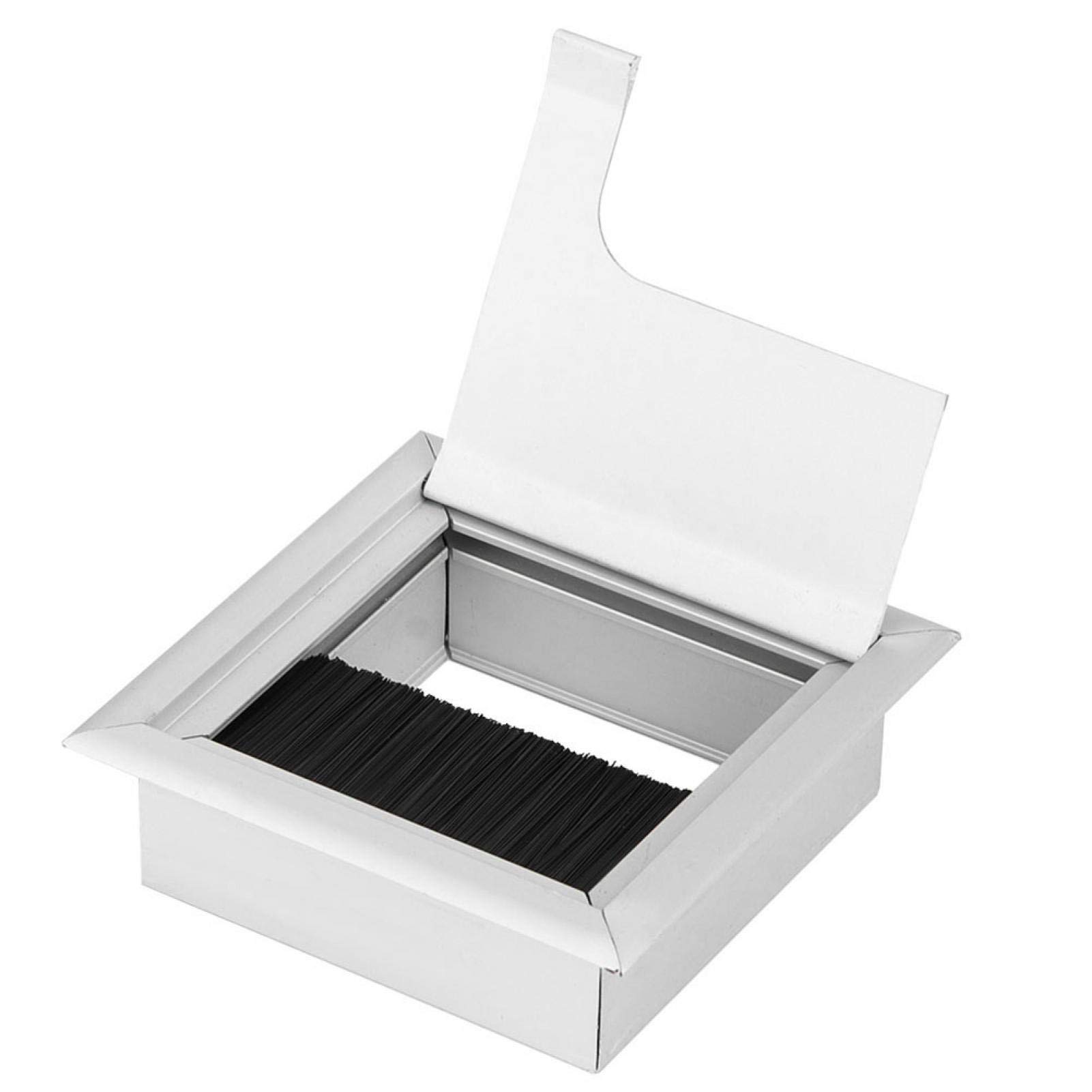 Metal Cable Hole Cover with Bristles - Aluminum Alloy Desk Cord Grommet for Wire Organization | Home Office Computer Desk Wiring Management & Protection | Perfect for Cable Pass-Through in Workstations & Gaming Setups