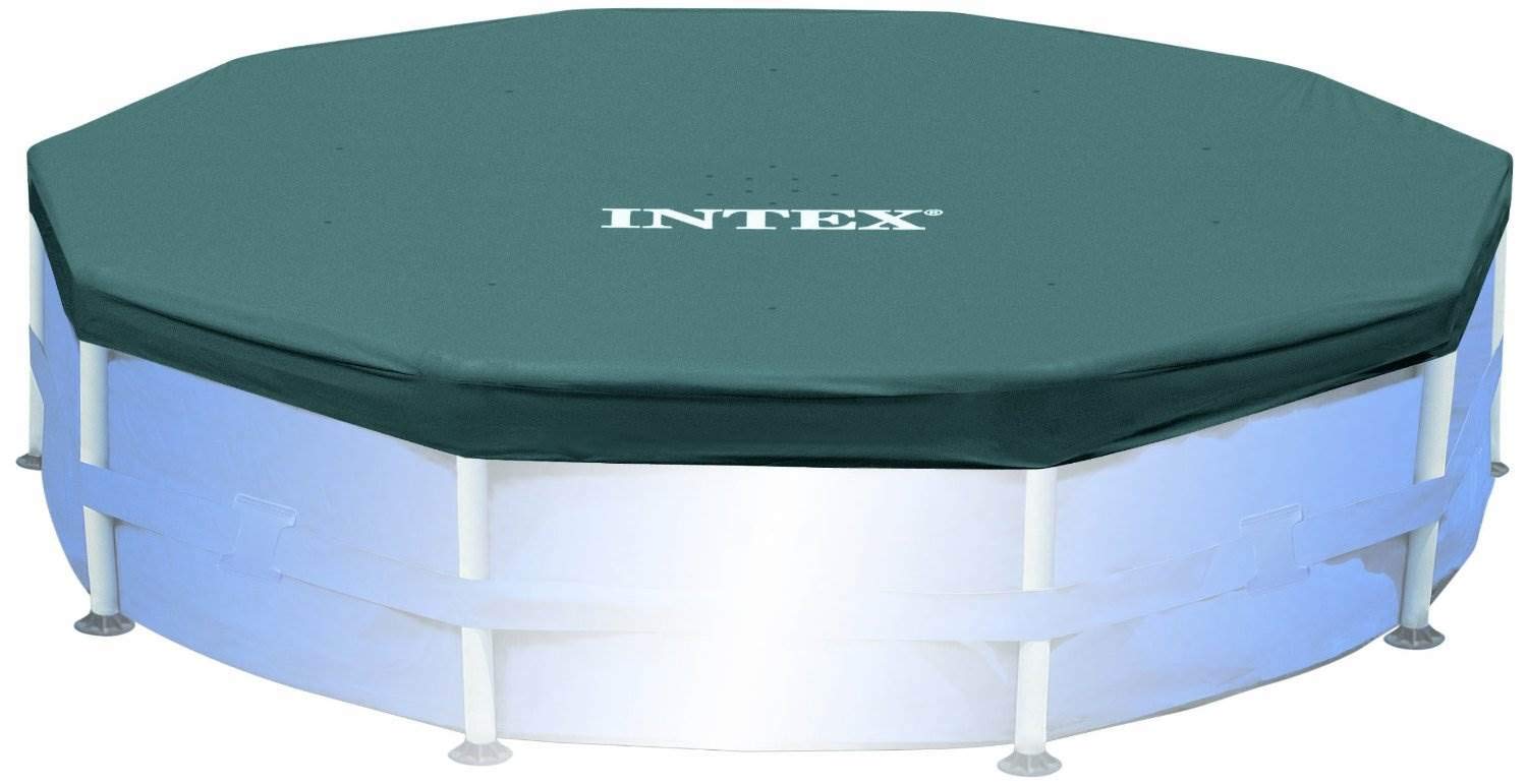 Intex 10ft x 30in Inflatable Above Ground Swimming Pool with 10-Foot Round Pool Cover - Perfect for Backyard Fun, Summer Parties & Family Relaxation