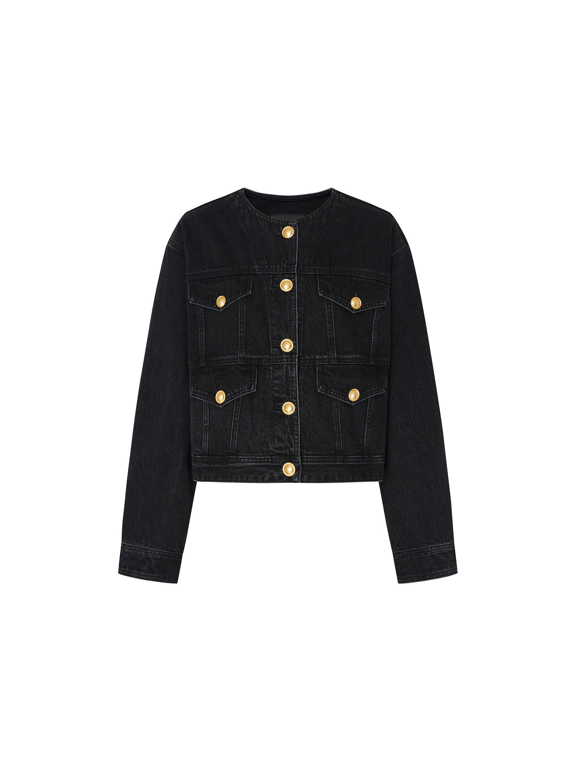 Stylish Collarless Cotton Denim Jacket for Women - Lightweight Stretch Comfort Fit - Perfect for Casual Outings, Layering & Spring Fashion