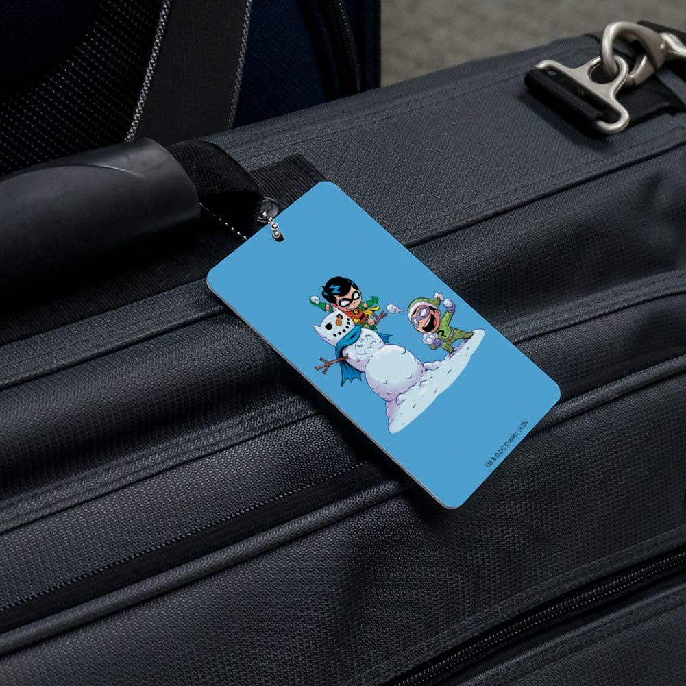 Robin and Riddler Snowball Fight Luggage Tag - Durable Suitcase ID Card for Carry-On Bags | Perfect for Travel, Cosplay, and DC Comics Fans