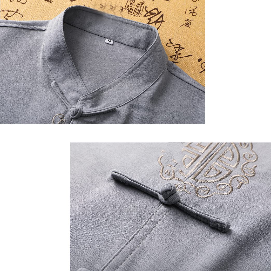 Men's Tai Chi Uniform Shirt - Traditional Chinese Kung Fu Clothing - Long Sleeve Cotton Tang Suit - Beige - Perfect for Tai Chi, Martial Arts & Meditation Practice