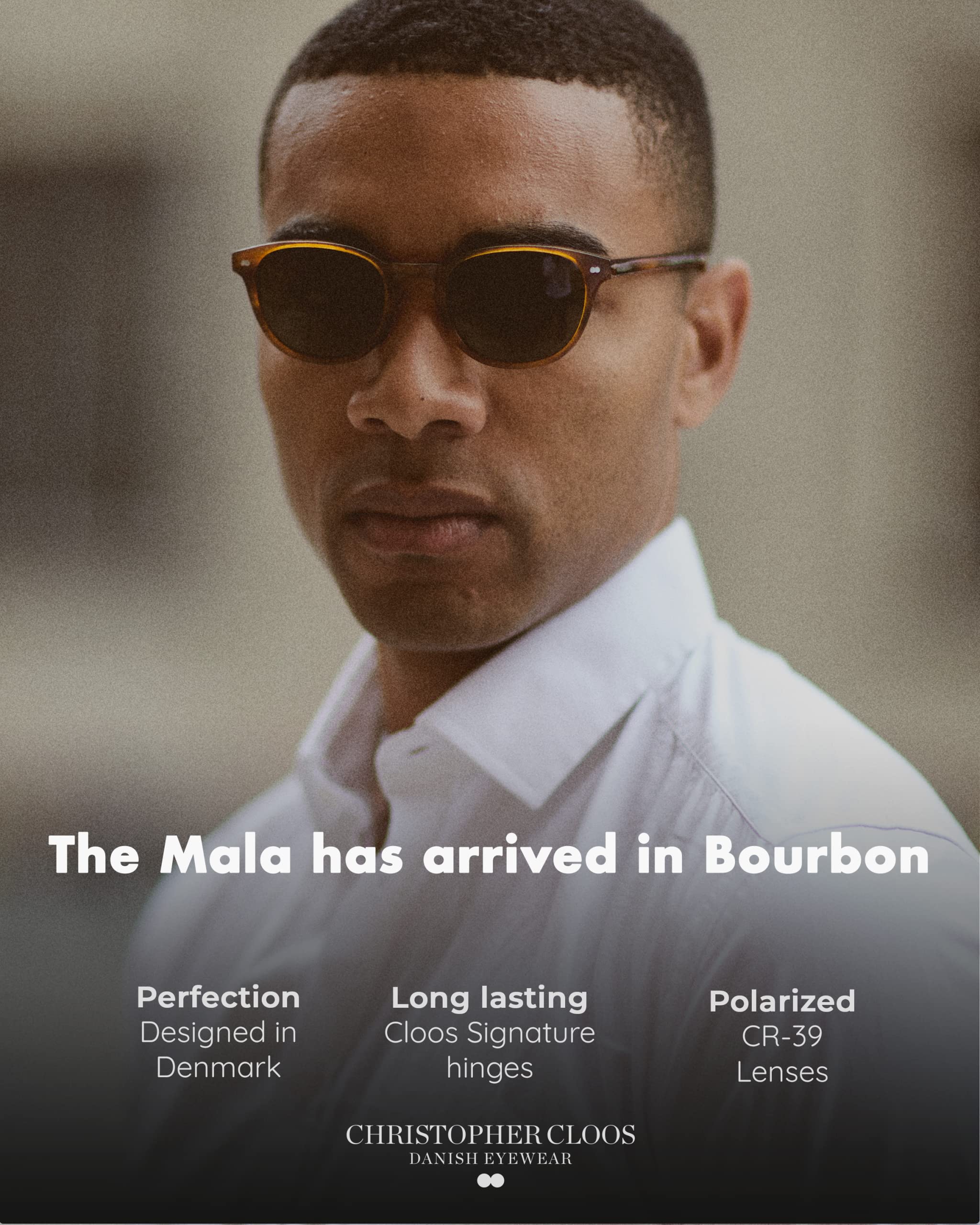 Christopher Cloos Mala Bourbon Round Polarized Sunglasses for Men & Women - UV Protection Unisex Fashion Shades with Case - Perfect for Driving, Beach & Outdoor Activities