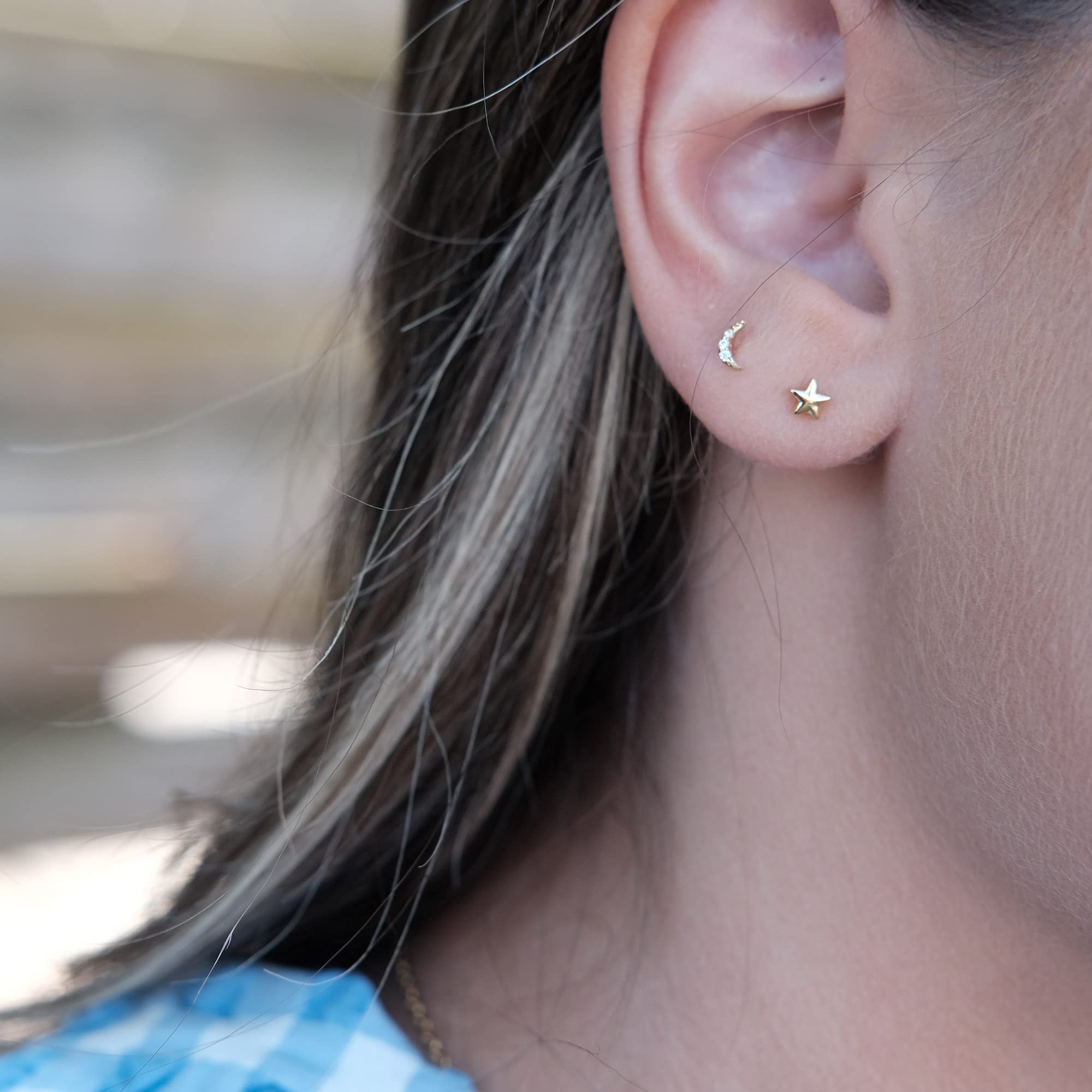 Tiny CZ Crescent Moon Stud Earrings in Sterling Silver - Dainty Minimalist Jewelry for Women, Perfect for Everyday Wear & Special Occasions