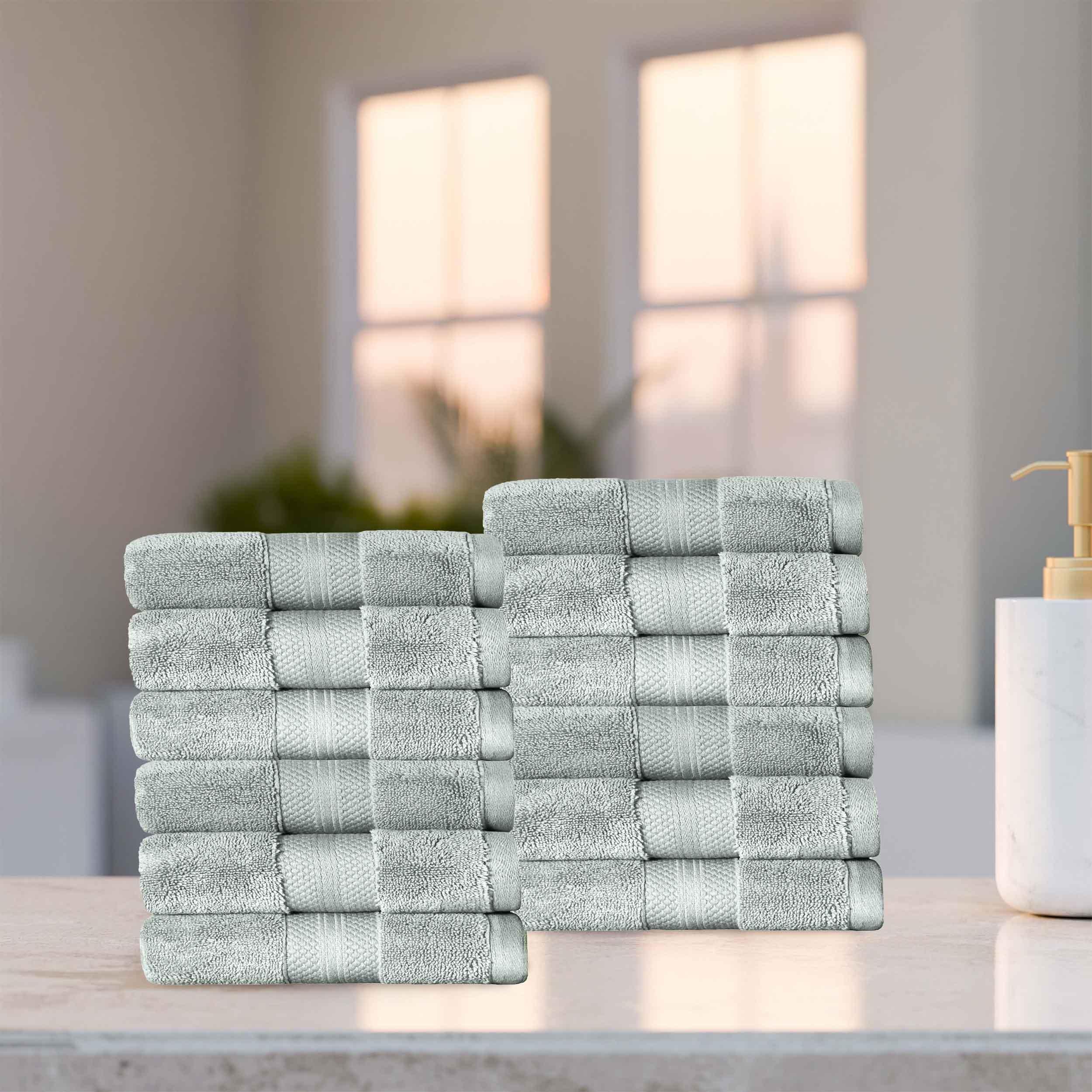 Premium 12-Piece Turkish Cotton Face Towel Set - Ultra Plush, Highly Absorbent & Soft for Spa, Makeup Removal & Skincare Routine