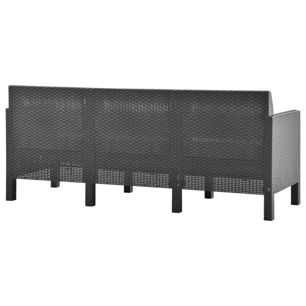 vidaXL 2-Piece Patio Lounge Set - Outdoor Sectional Sofa with Cushions, Retro Style PP Rattan Loveseat in Anthracite - Perfect for Backyard, Garden, and Poolside Relaxation