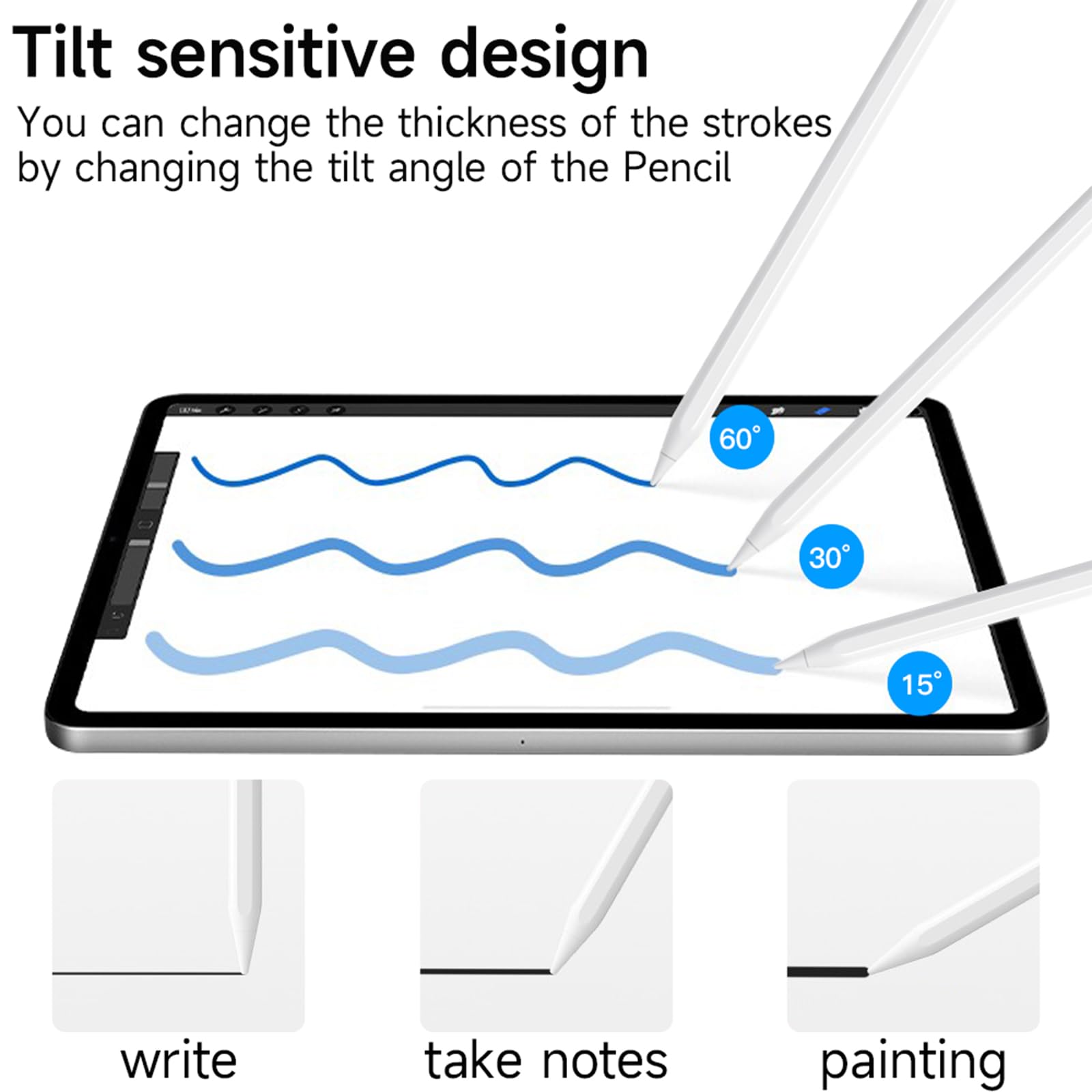Apple Pencil Stylus for iPad 10th/9th Gen, iPad Pro 11 & 12.9 inch, iPad Air 5th/4th/3rd Gen, iPad Mini 6th/5th Gen - Pressure Sensitive Active Stylus Pen with Palm Rejection - Perfect for Drawing, Note Taking & Digital Art