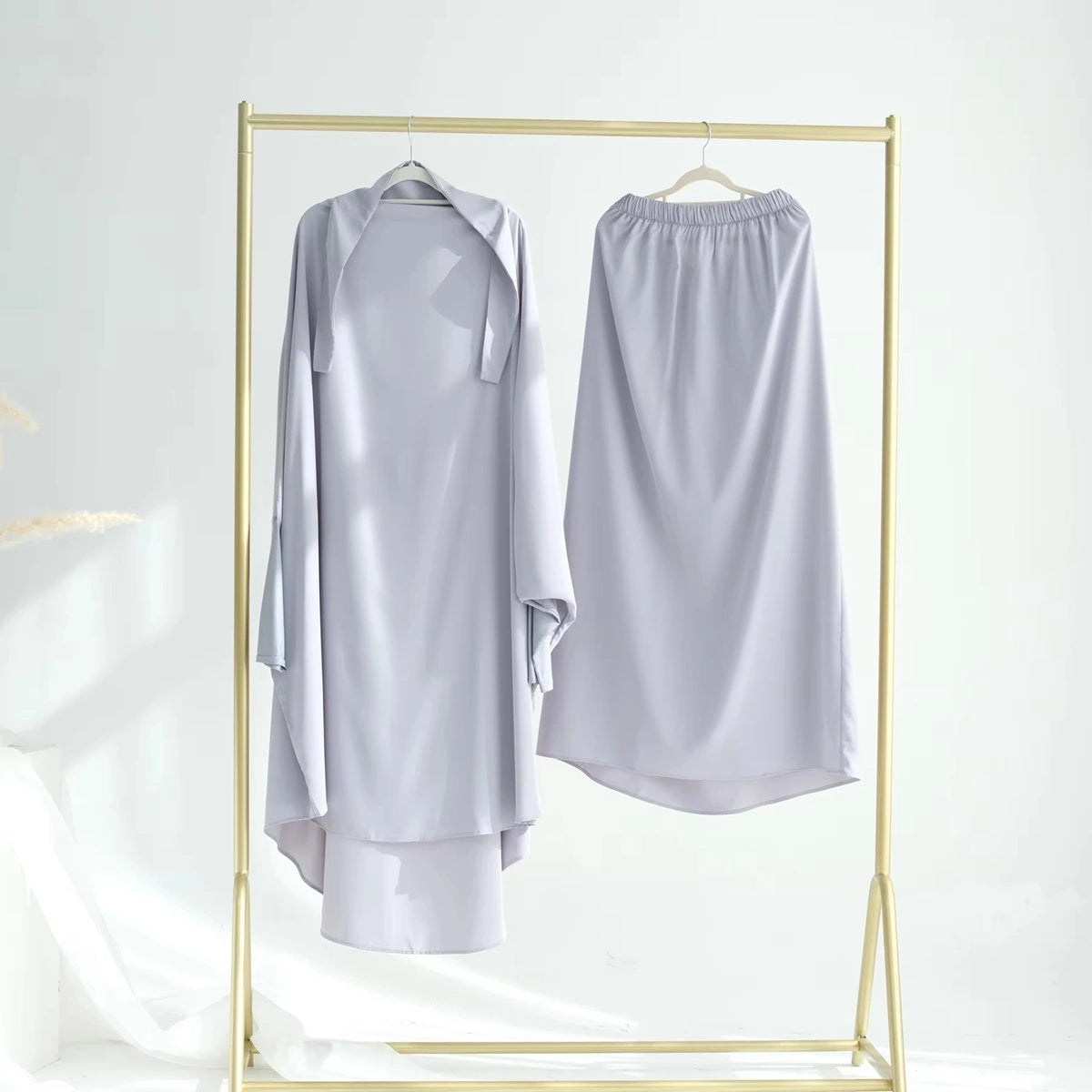 2-Piece Islamic Prayer Abaya Dress Set with Tops & Skirt - Modest Muslim Women's Jilbab Outfit for Prayer, Mosque & Daily Wear #25423