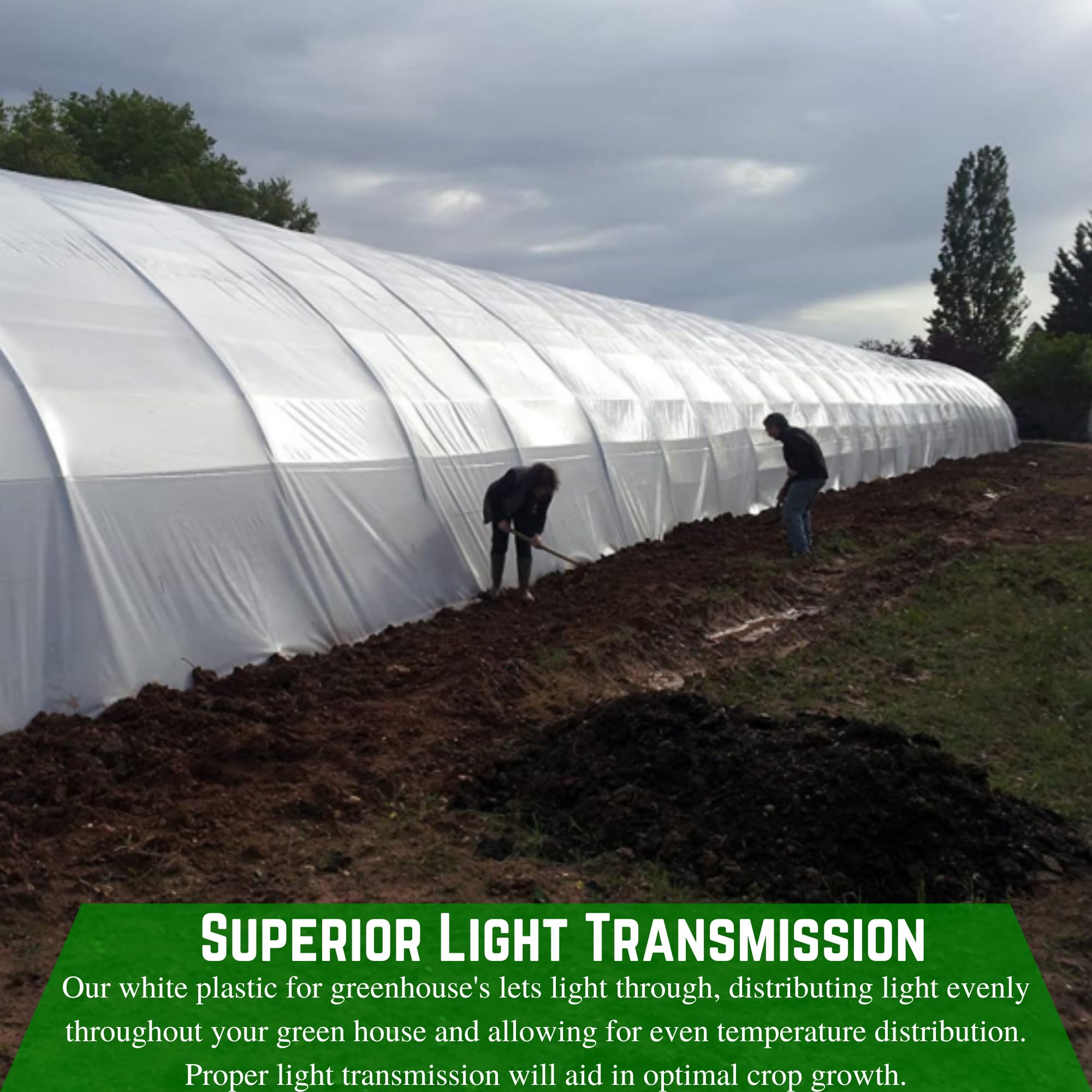 UV-Resistant 10 mil White Greenhouse Plastic Sheeting - 4 Year String Reinforced Polyethylene Film for Hoop House & Greenhouse Cover (32' x 40') - Durable Plant Protection for Year-Round Gardening