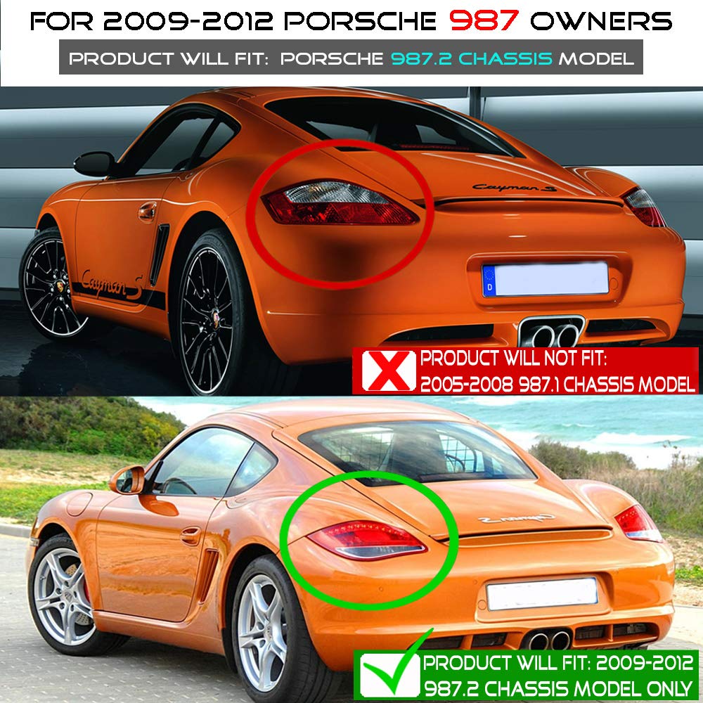 ACANII Black Housing Full LED Sequential Tail Lights for 2009-2012 Porsche Cayman & Boxster 987.2 (718 Style) - Enhanced Visibility & Modern Look for Night Driving & Car Shows