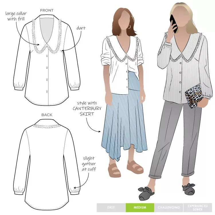 Style Arc Kennie Shirt - Women's Plus Size 18 (US 30) Casual Button Down Blouse for Work & Everyday Wear